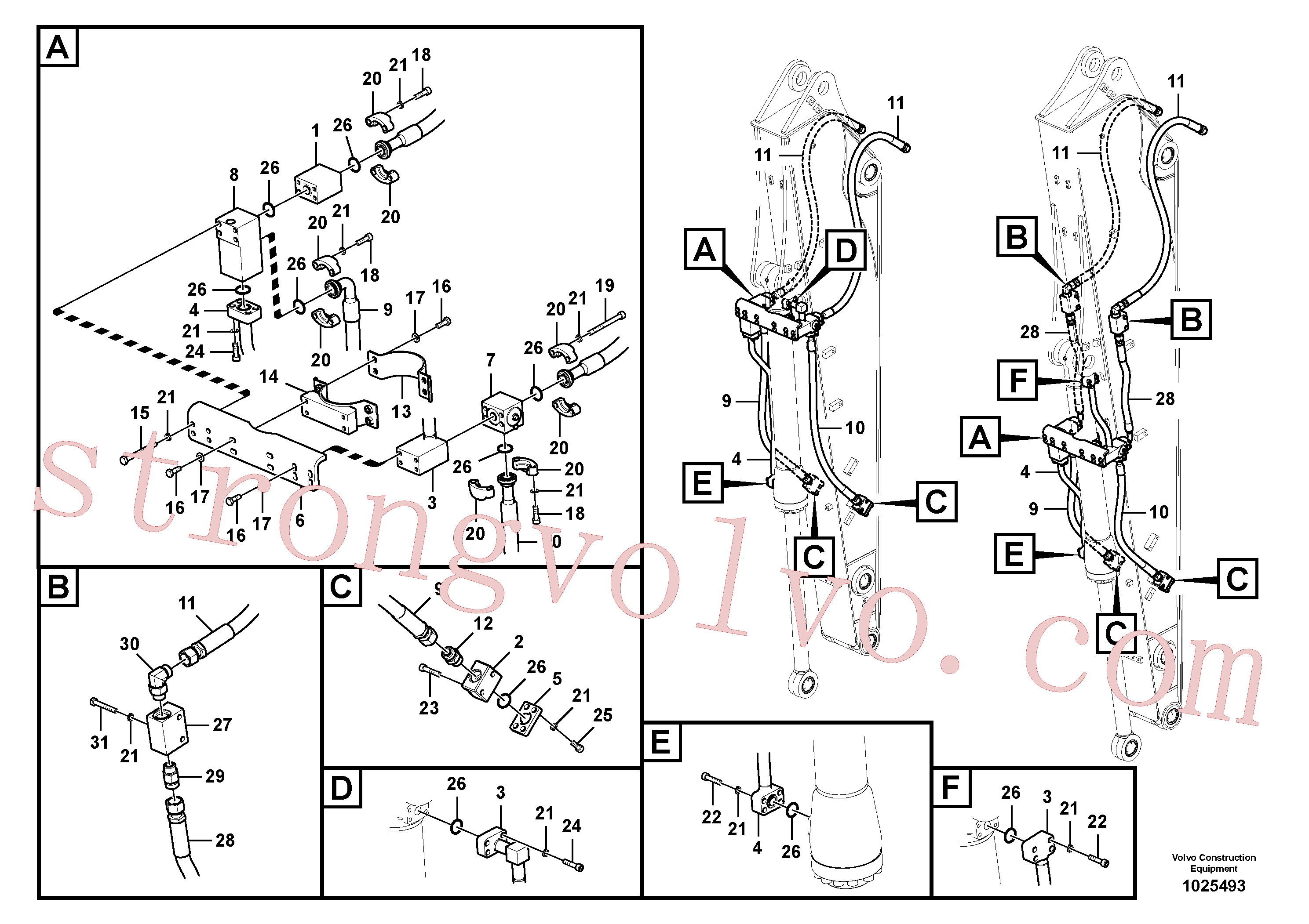 VOE938132 Volvo Hidráulica de serviços, balde articulado(1025493 Montagem)