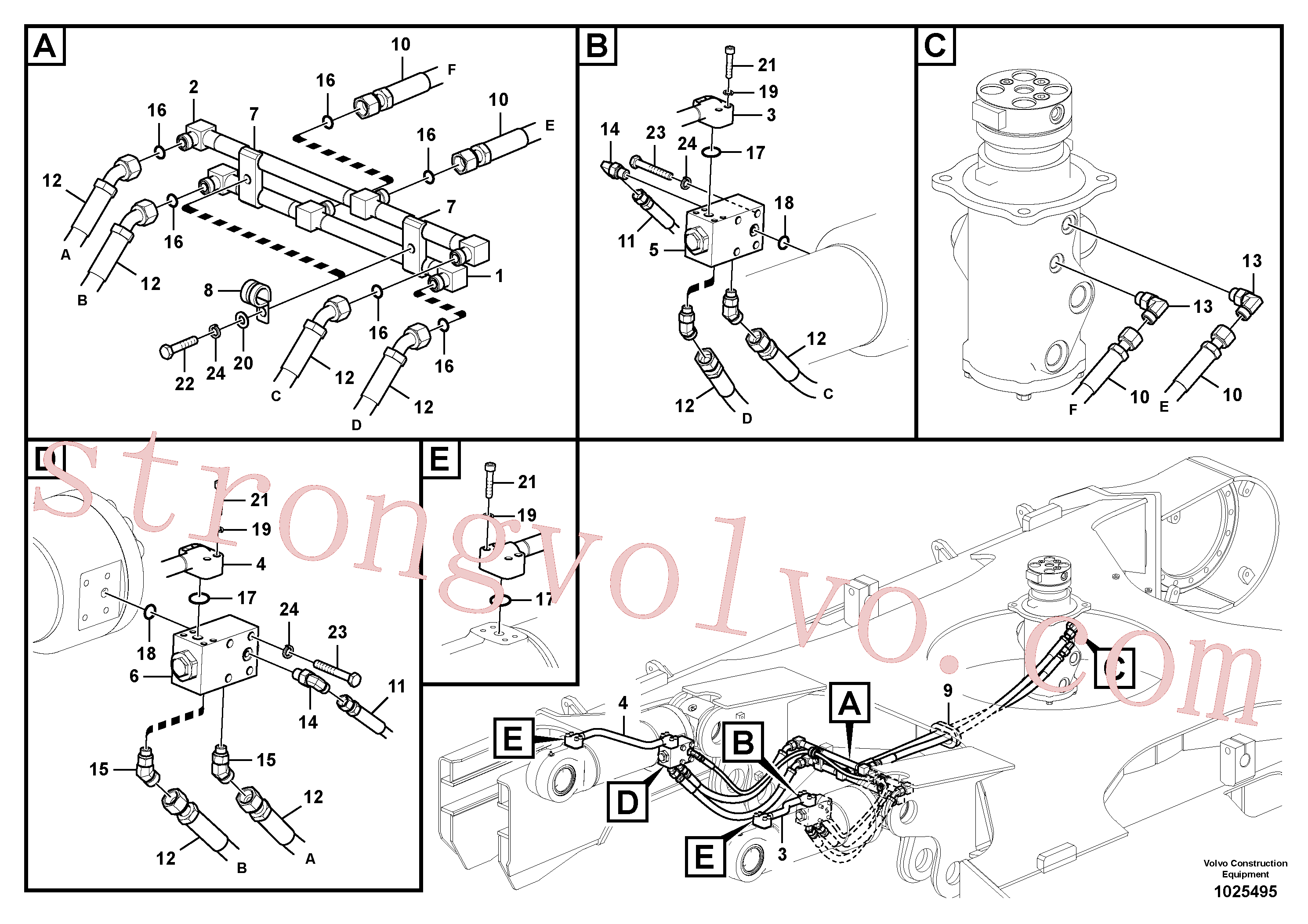 VOE937461 Volvo Sistema hidráulico de trabalho, lâmina niveladora(1025495 Montagem)
