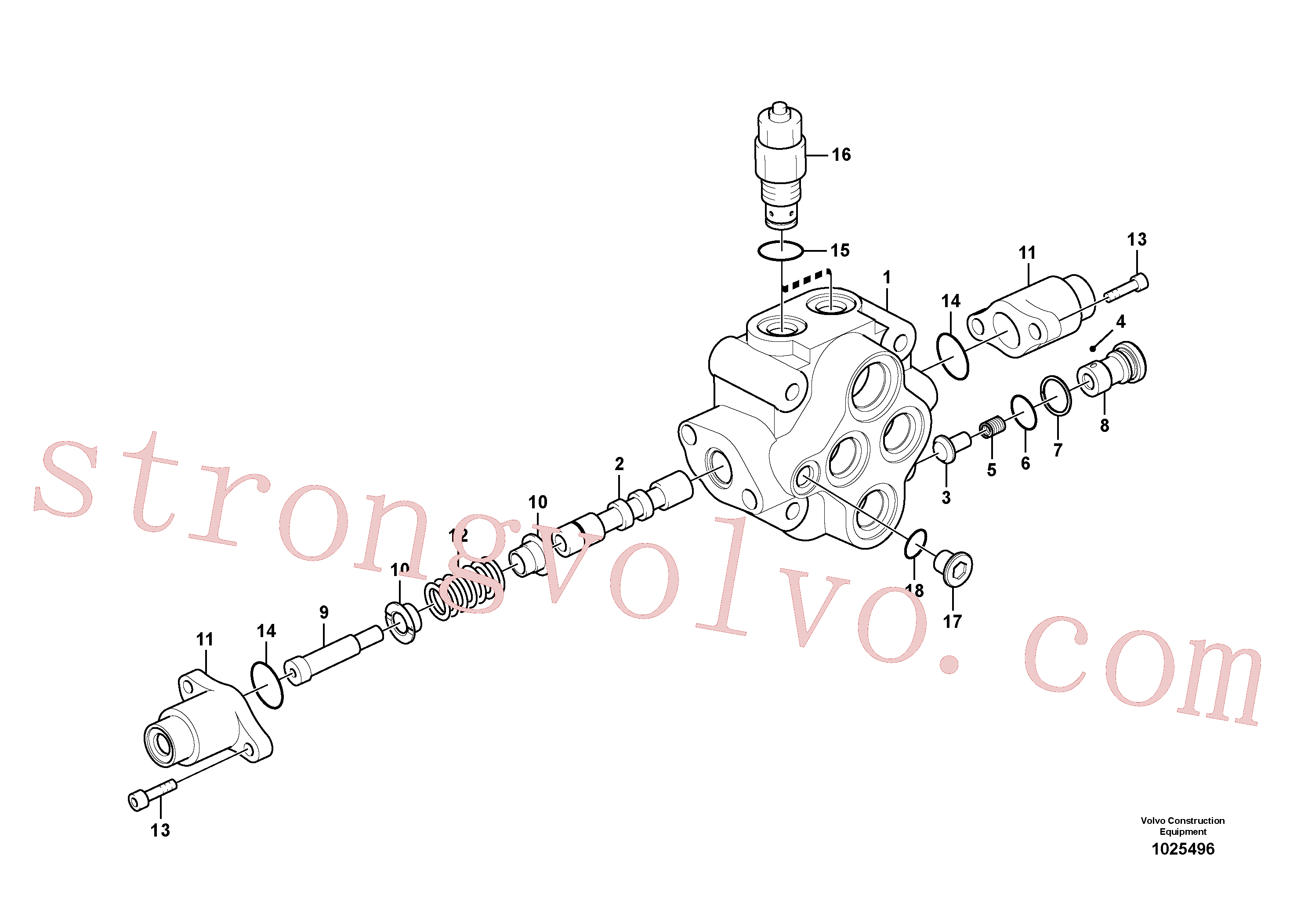 VOE14594263 Volvo Hidráulica de serviço, válvula de comando da lâmina de terraplanagem(1025496 Montagem)