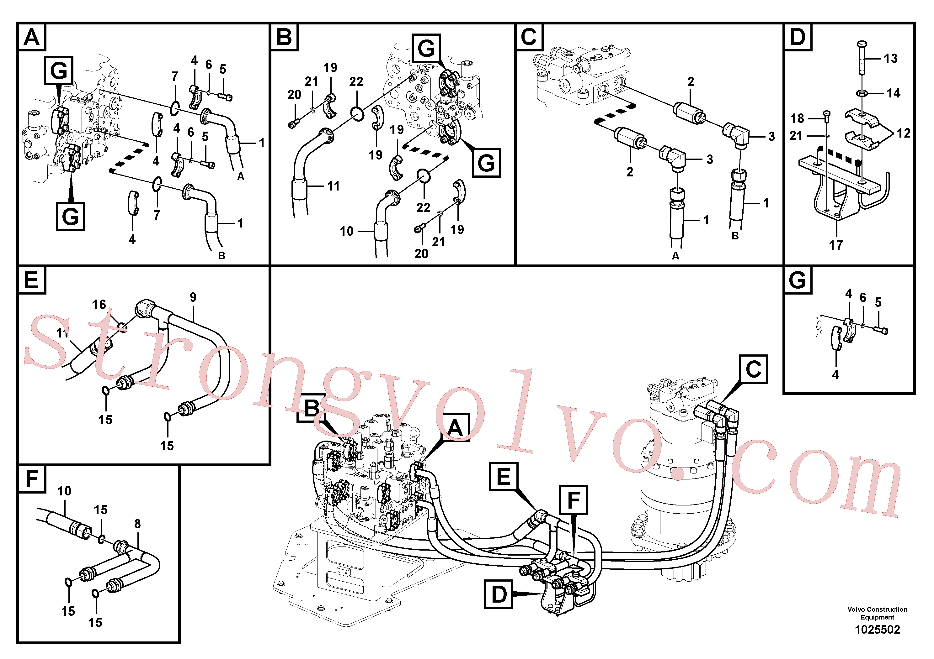 VOE992585 Volvo Sistema hidráulico, válvula de comando da lança e articulação(1025502 Montagem)