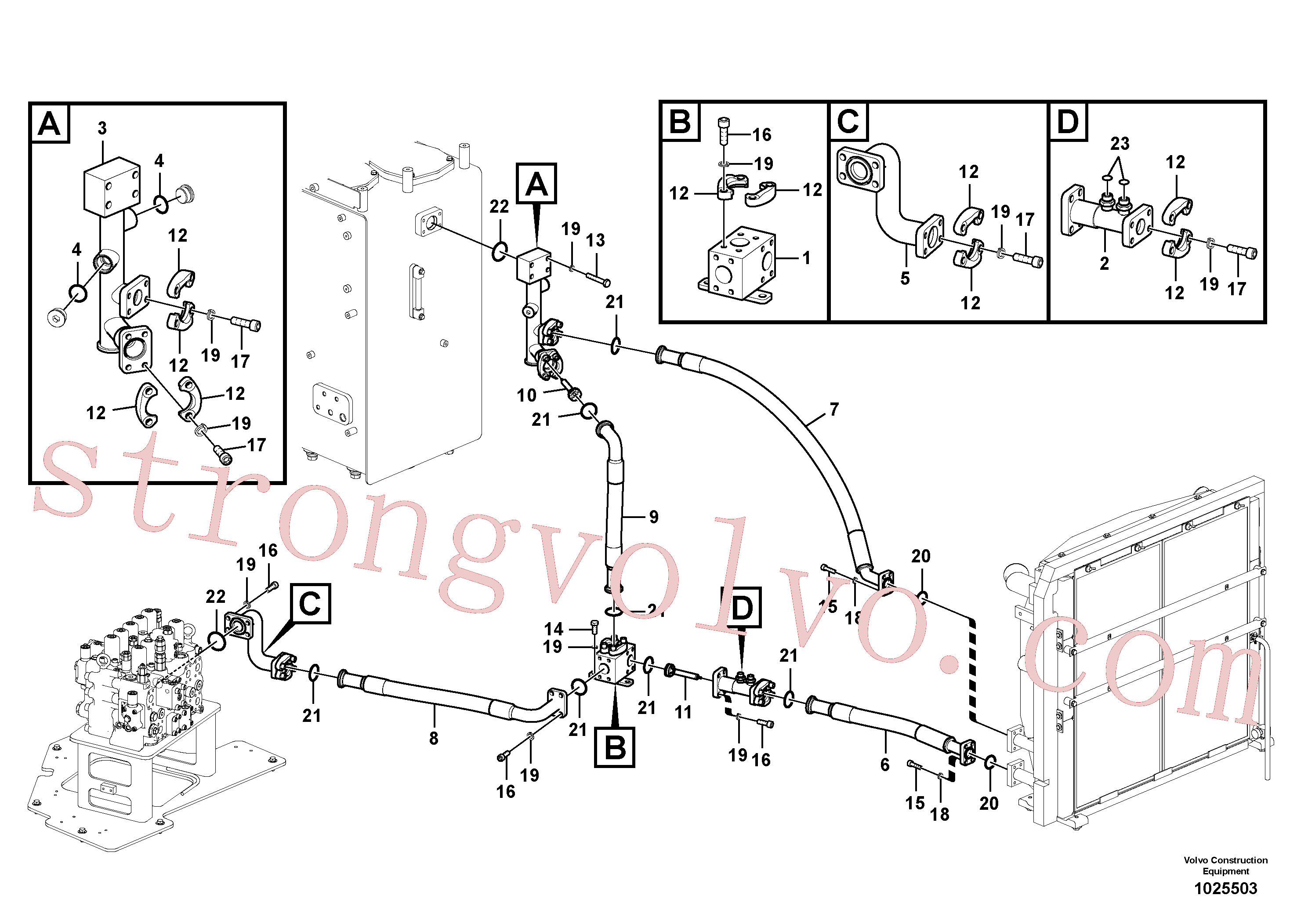 VOE14543991 Volvo Sistema hidráulico, tanque hidráulico para o refrigerador de óleo hidráulico(1025503 Montagem)
