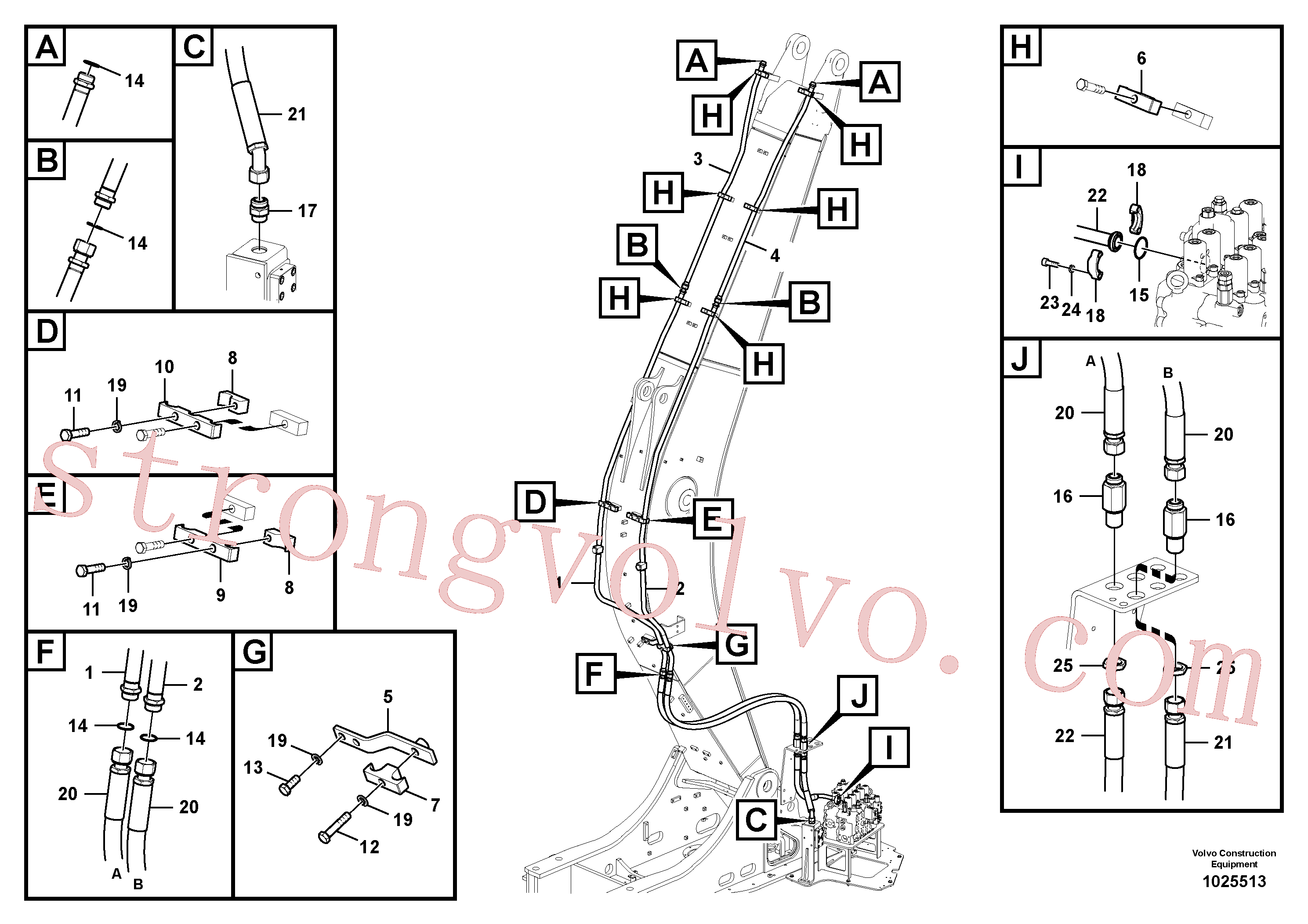 VOE14553834 Volvo Hidráulica de serviço, martelo e cortador para lança(1025513 Montagem)