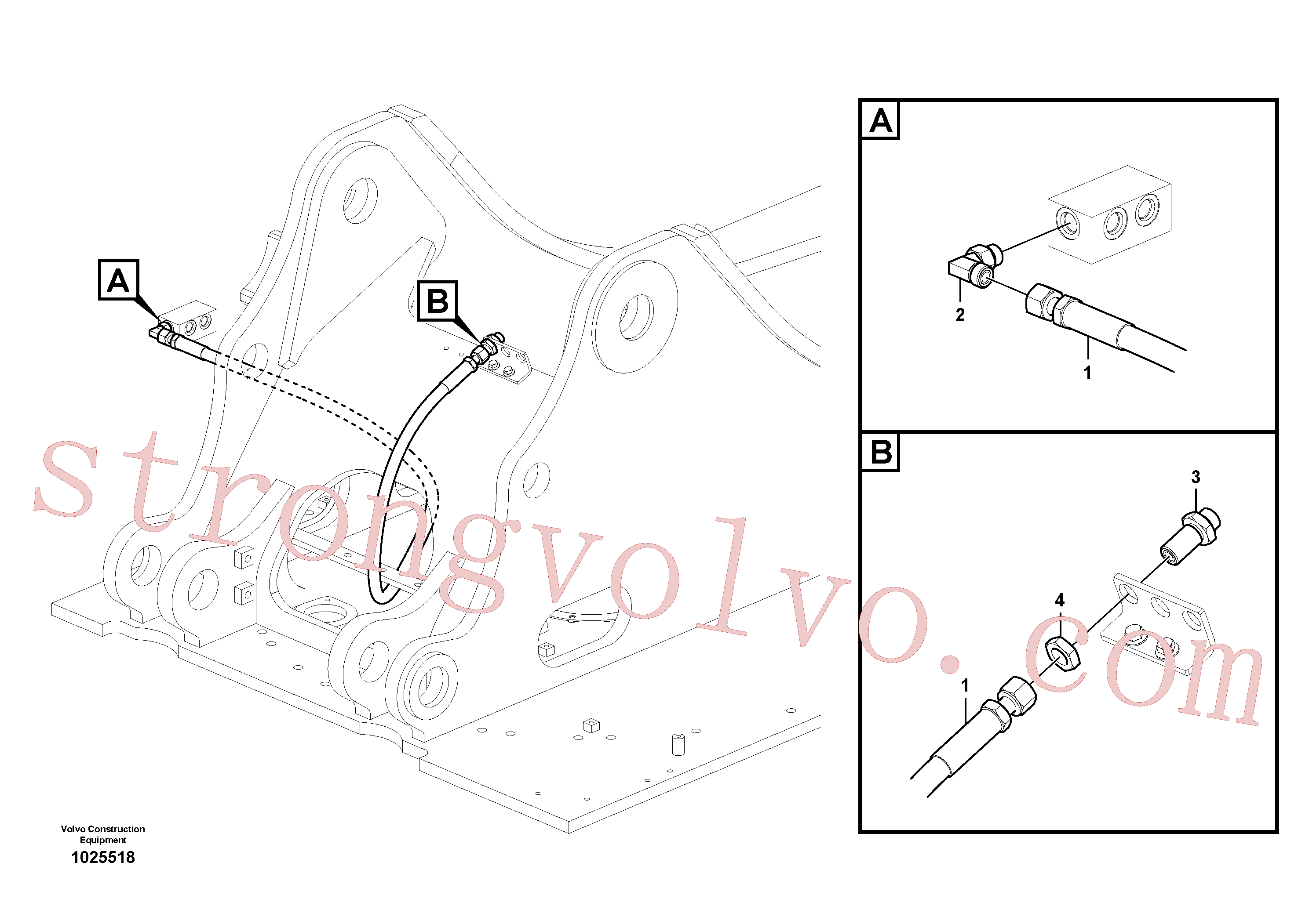 VOE938172 Volvo Hidráulica de serviço, fuga de óleo na estrutura superior(1025518 Montagem)