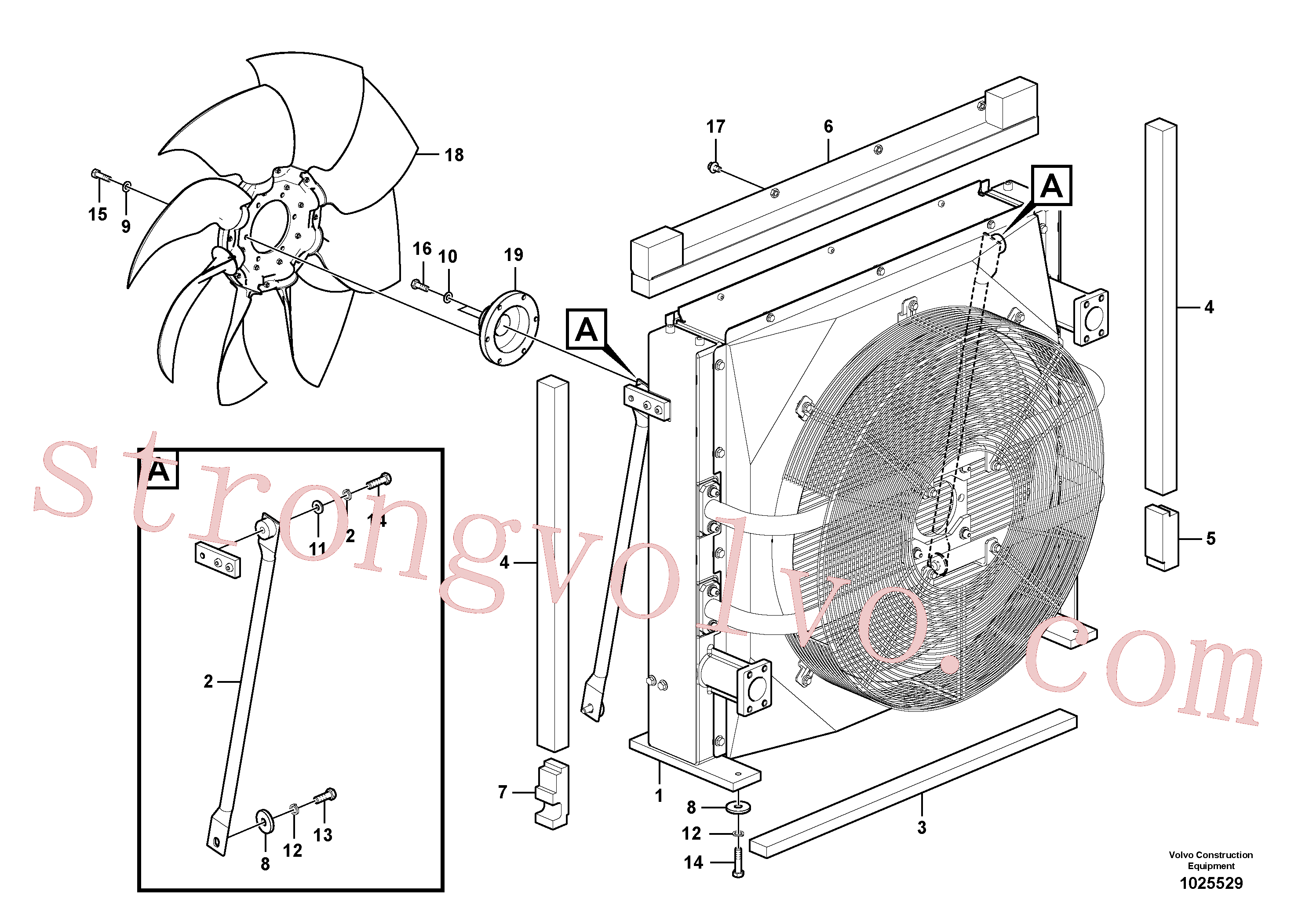VOE14525518 Volvo Sistema hidráulico, suporte do refrigerador do óleo(1025529 Montagem)