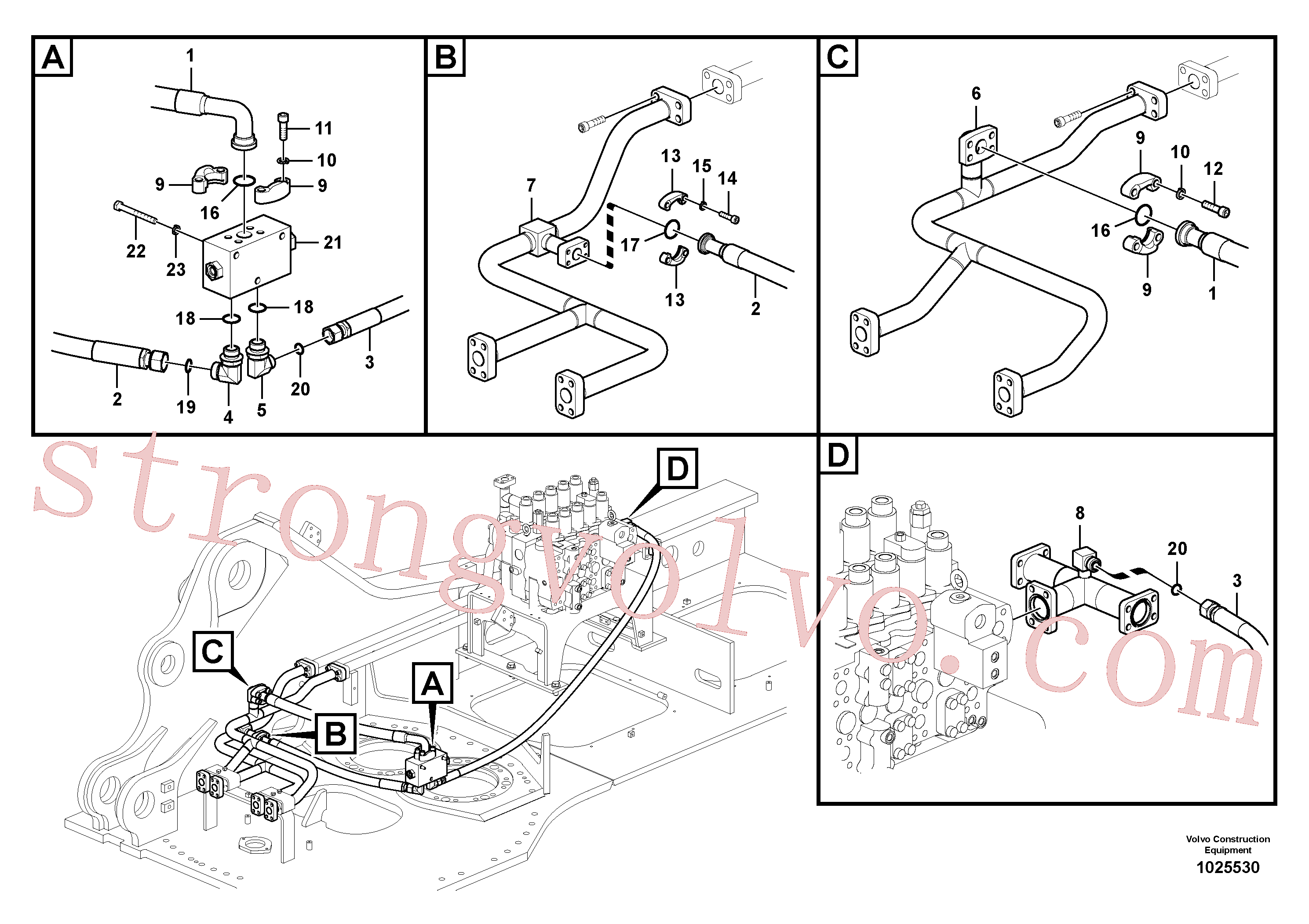 VOE938433 Volvo Sistema hidráulico, válvula de comando da lança e articulação(1025530 Montagem)