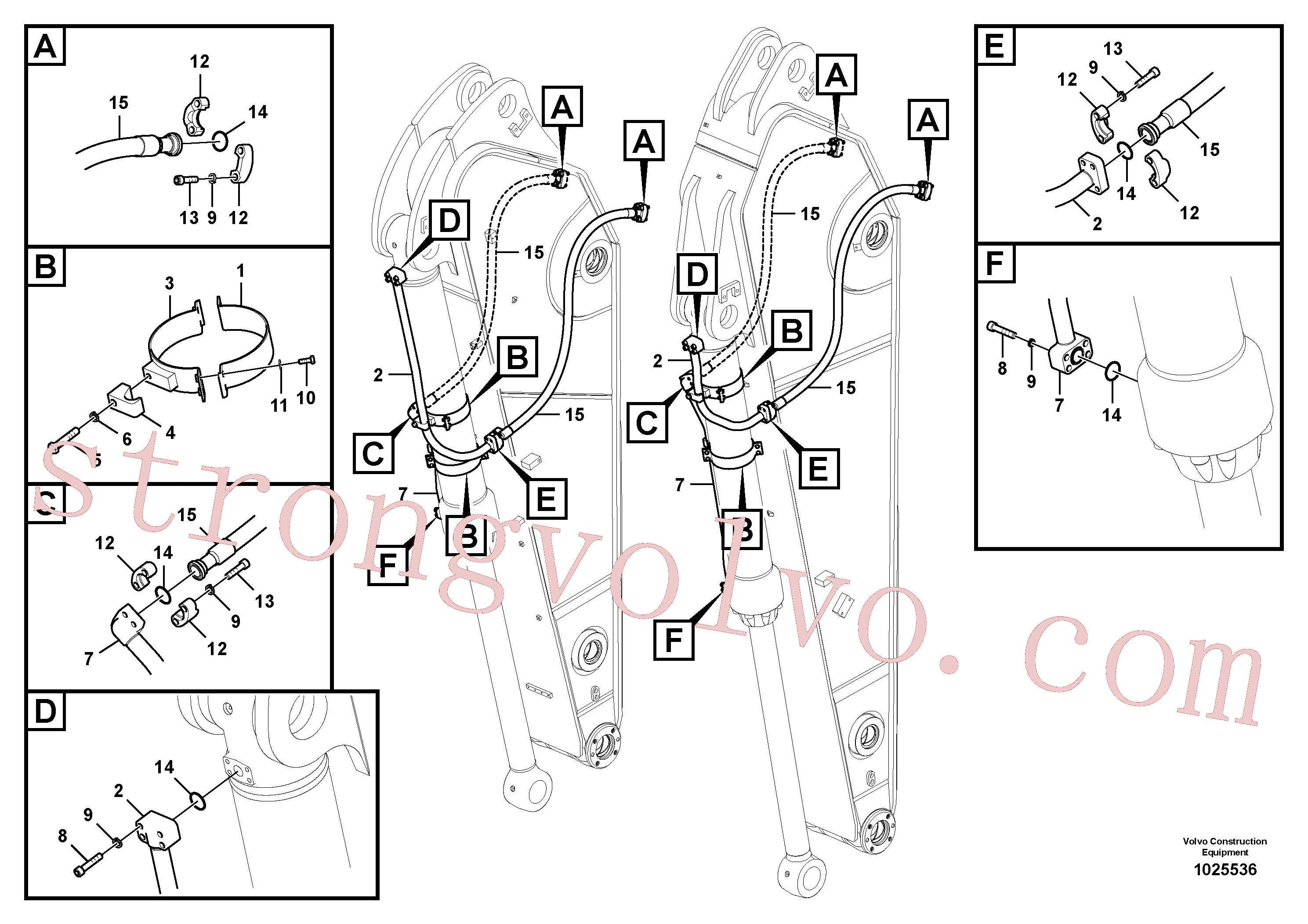 VOE937306 Volvo Hidráulica de serviço, cilindro do balde no braço de afundamento(1025536 Montagem)