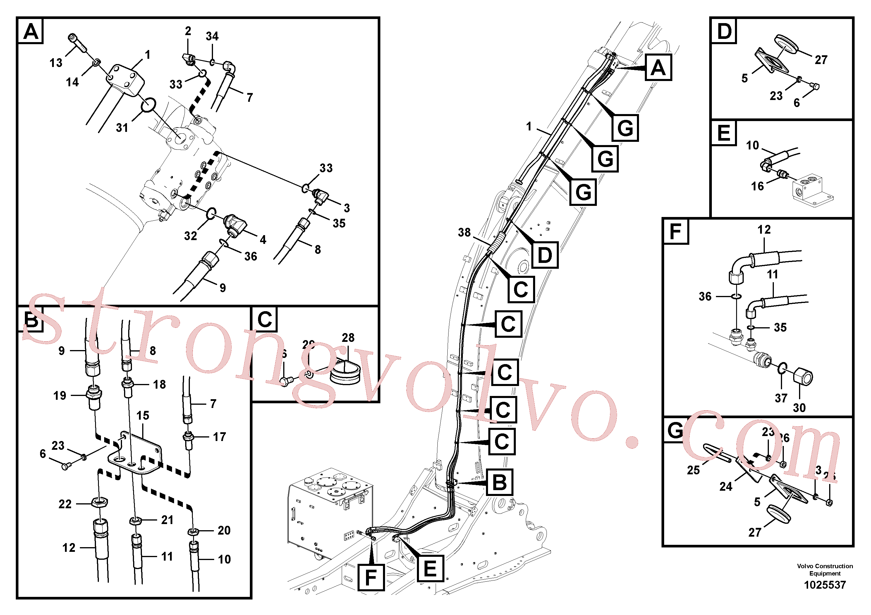 VOE14538517 Volvo Hidráulica de serviço, ruptura do braço de afundamento(1025537 Montagem)