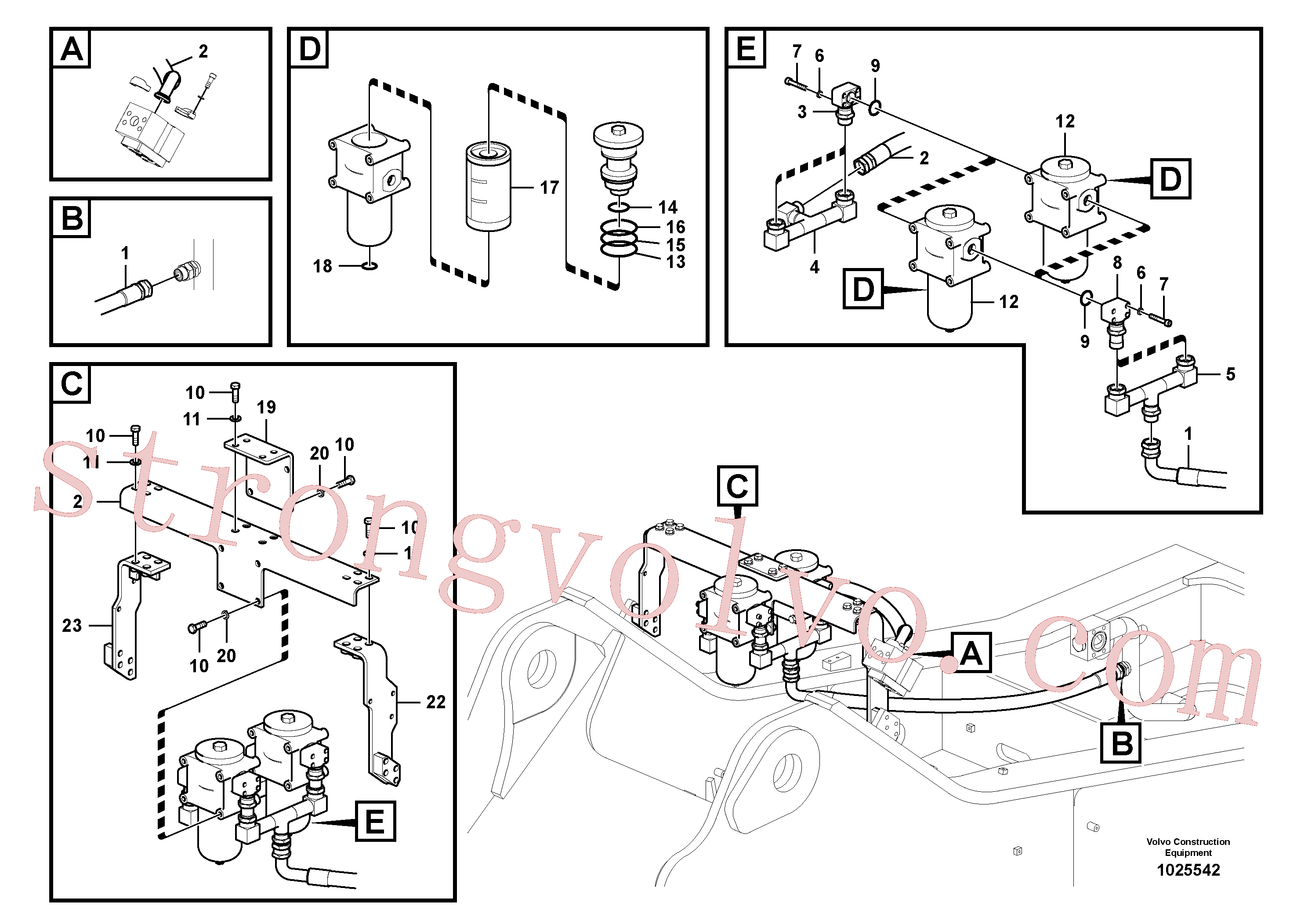 Volvo Acessórios para escavadeira SA9453-07226 Mangueira completa Acessórios