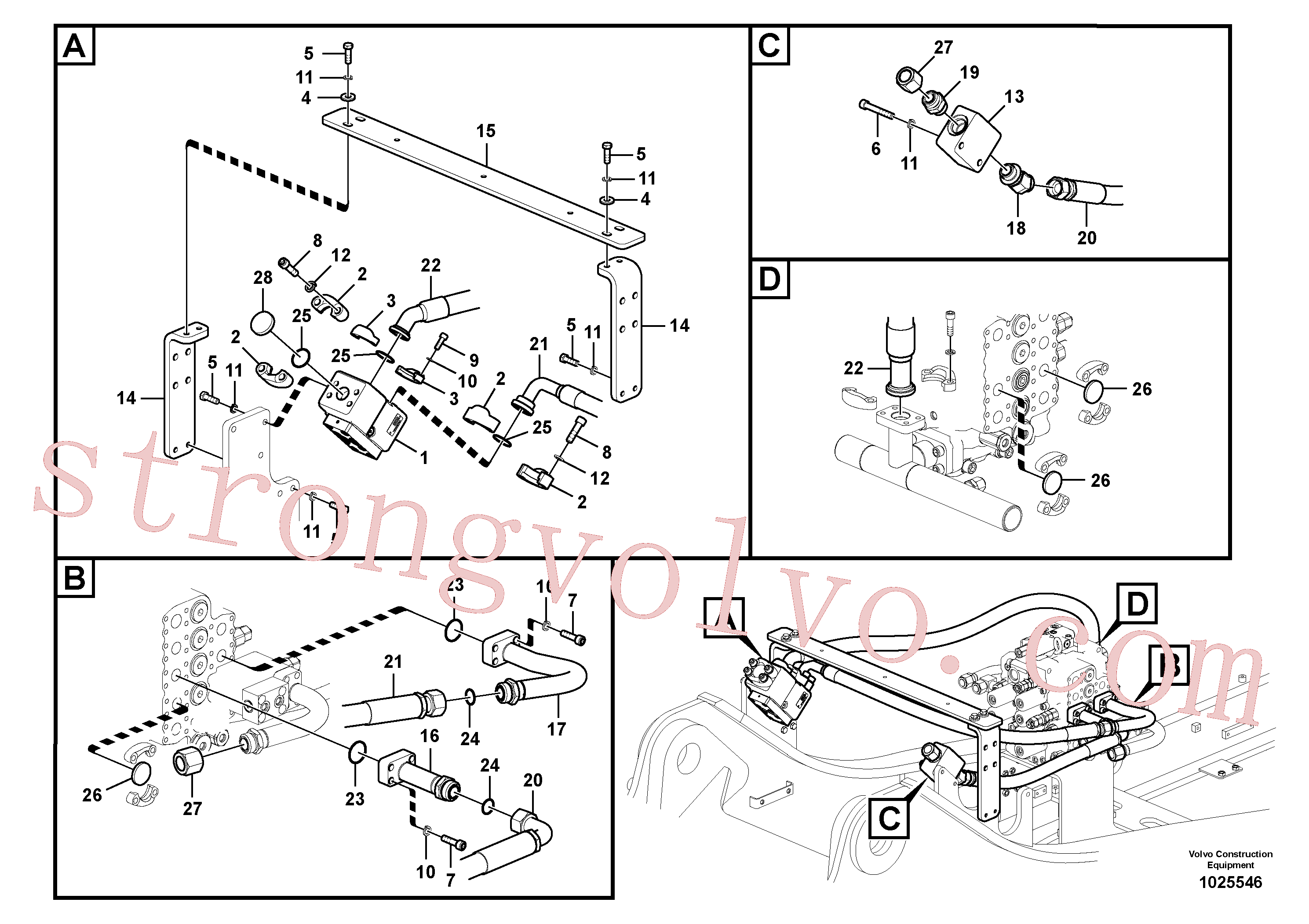 China Made VOE14881630 Mangueira completa Volvo Acessórios para escavadeira
