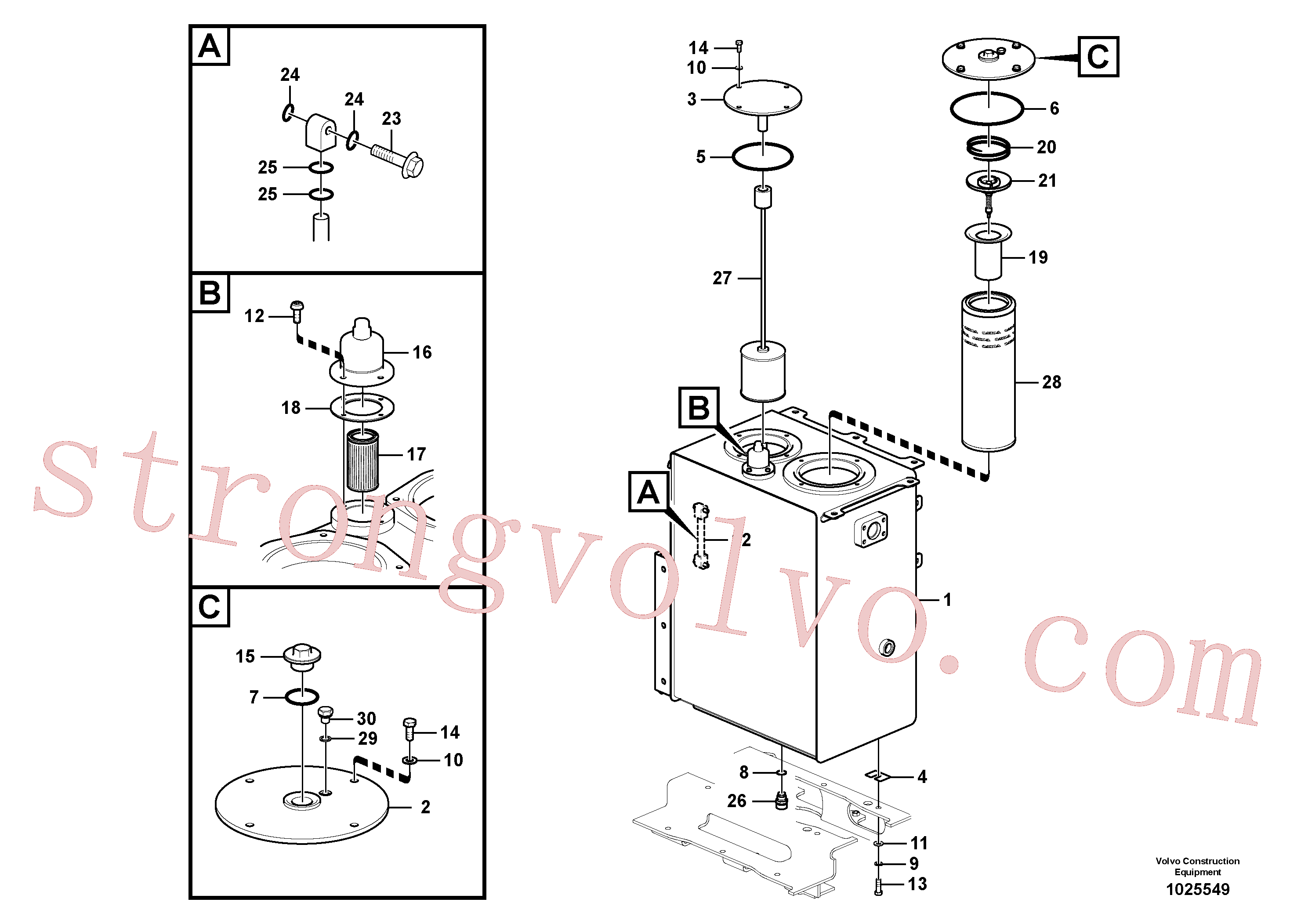 VOE14543340 Volvo Depósito de óleo hidráulico(1025549 Montagem)