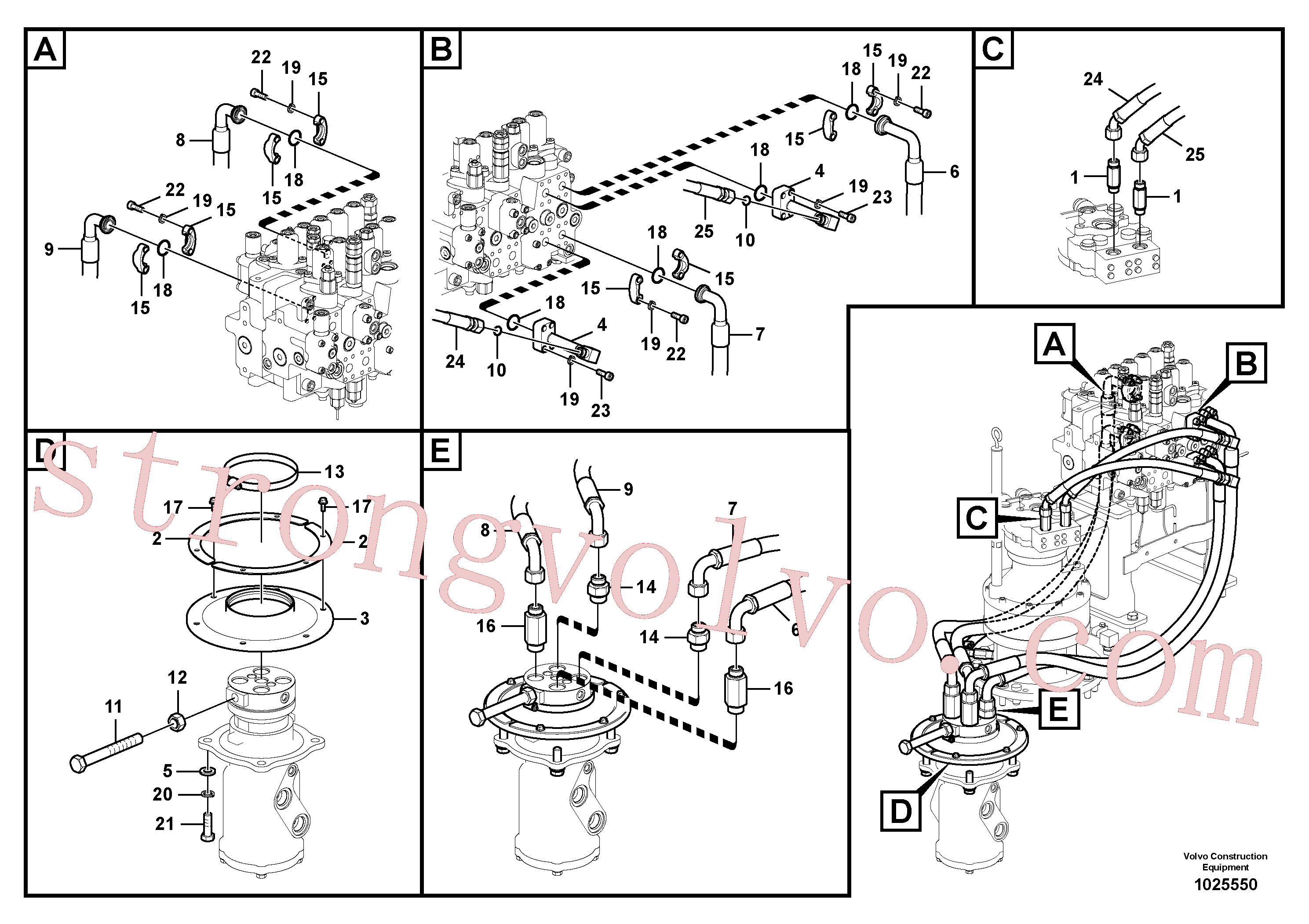 VOE937089 Volvo Linha da rótula, válvula de comando à rótula(1025550 Montagem)