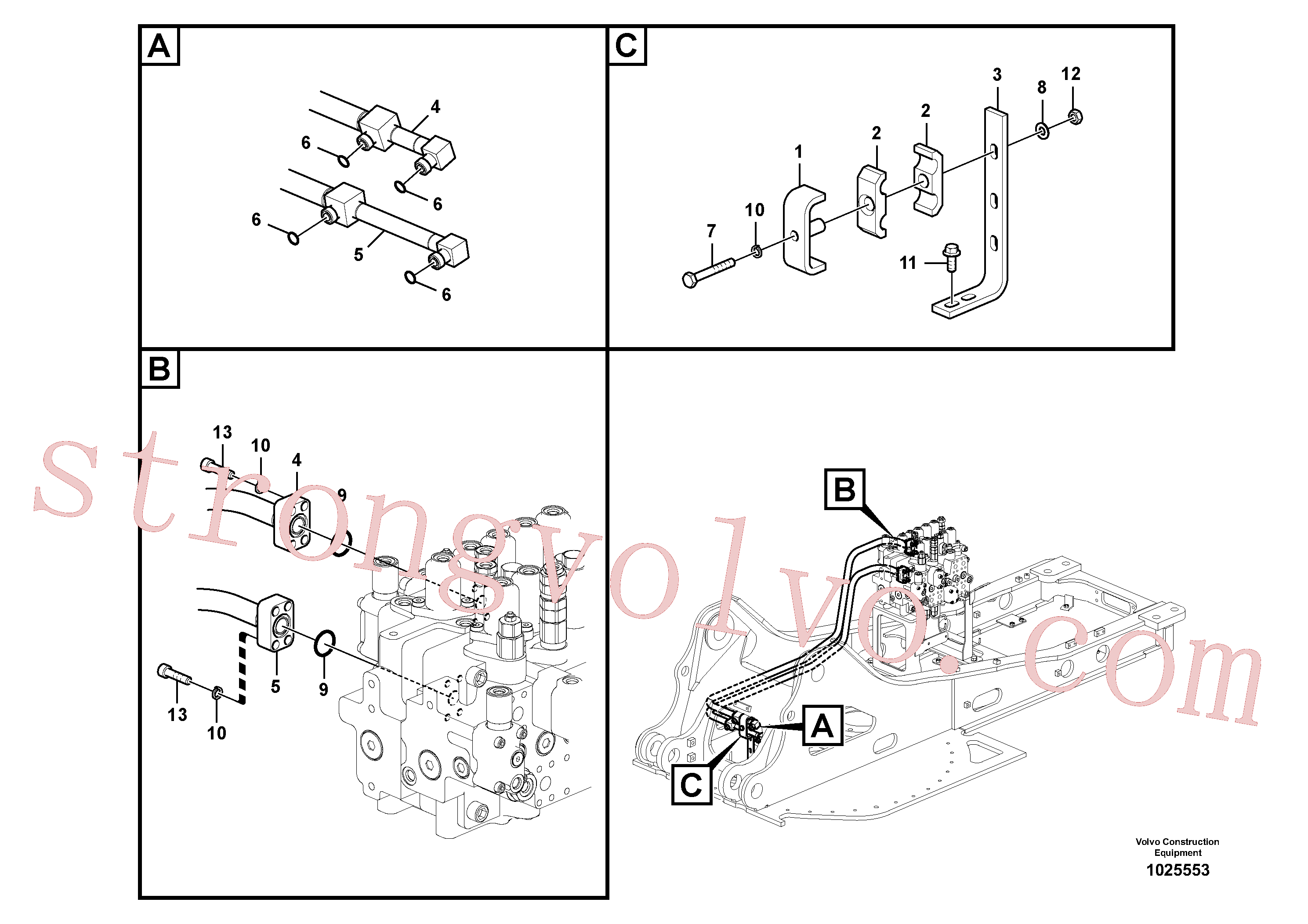 SA1142-03910 Volvo Sistema hidráulico, válvula de comando da lança e articulação(1025553 Montagem)