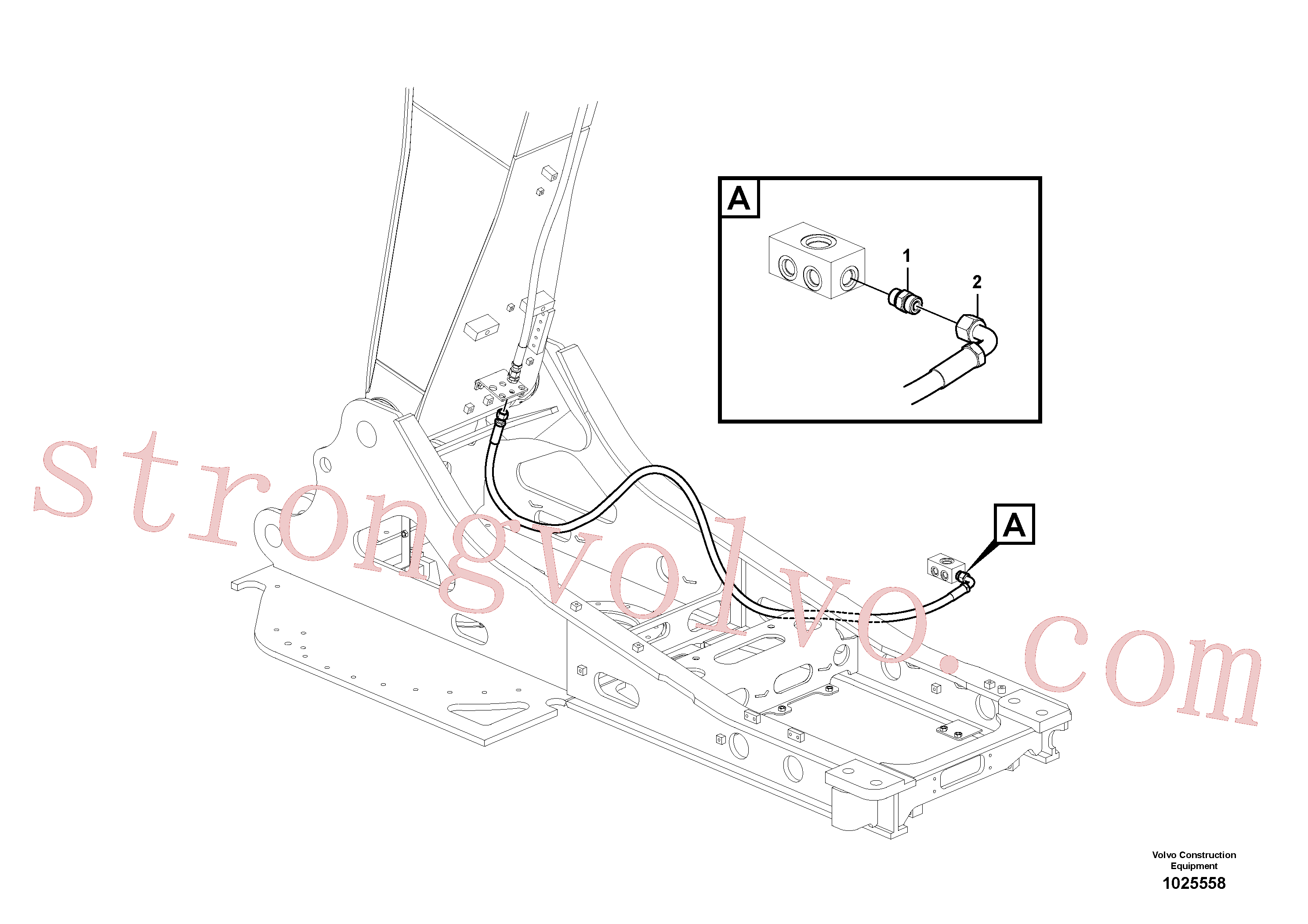 VOE937720 Volvo Hidráulica de serviço, fuga de óleo na estrutura superior(1025558 Montagem)