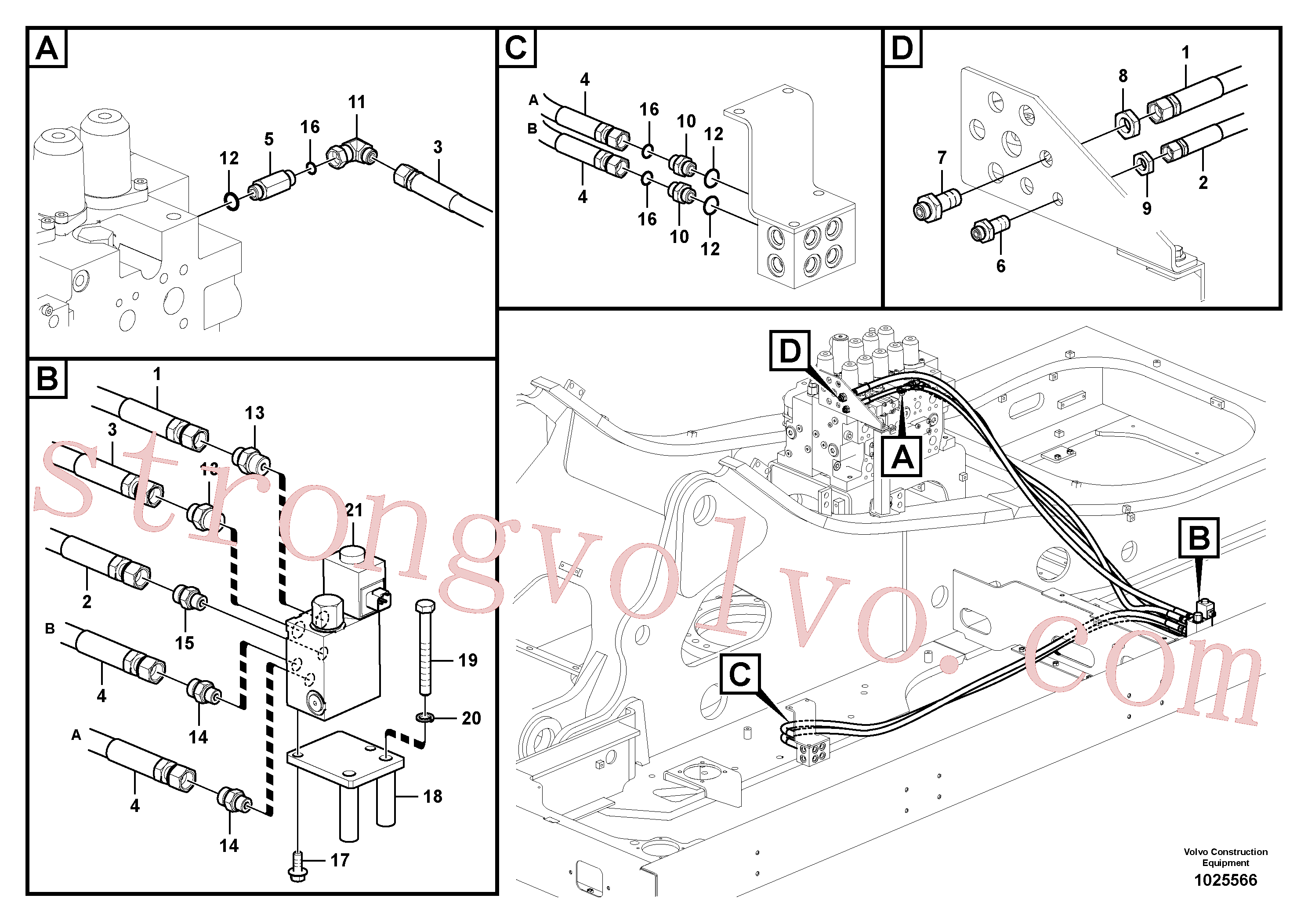VOE936267 Volvo Hidráulica de serviço, encaixe rápido na estrutura superior(1025566 Montagem)