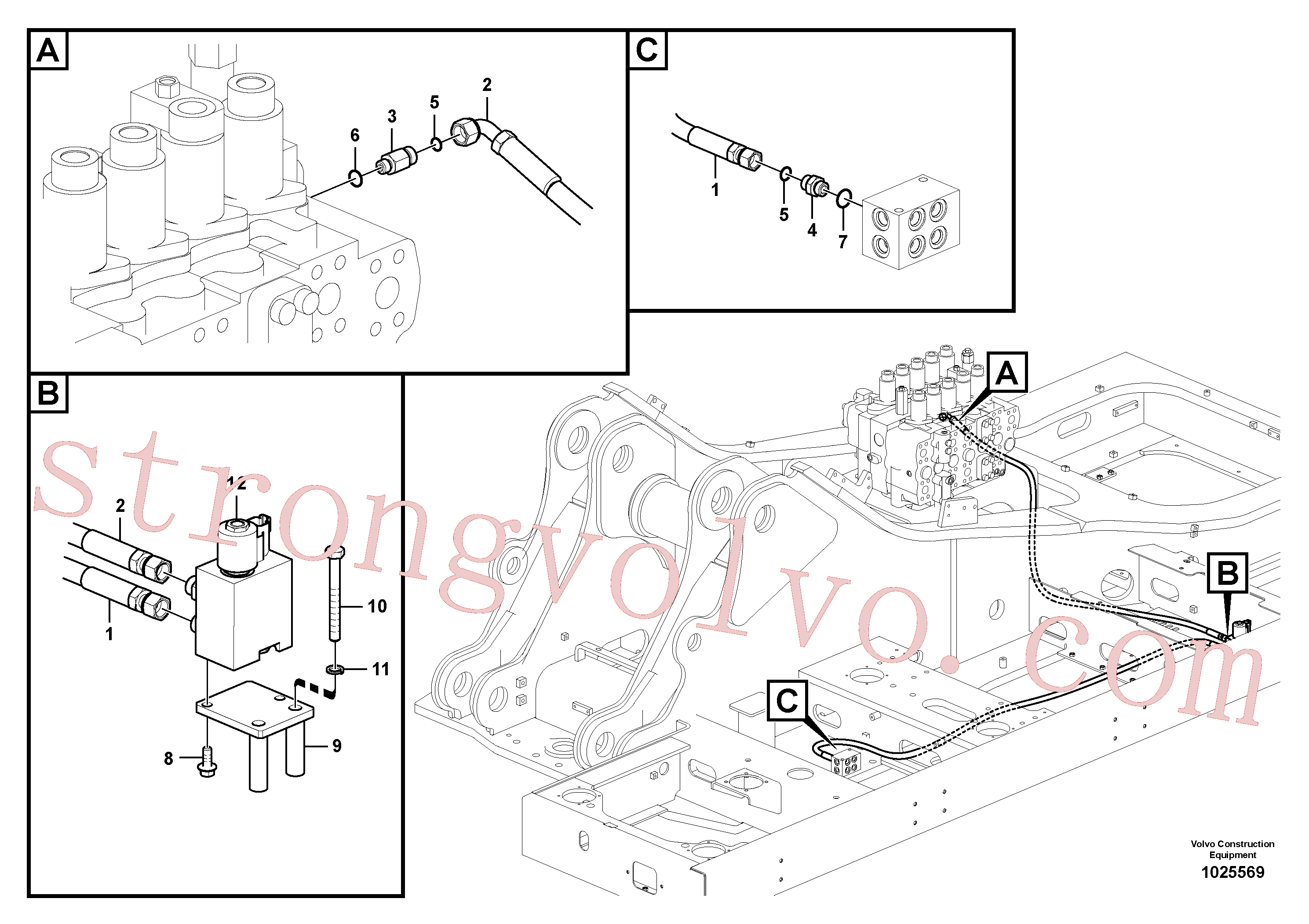 VOE14560049 Volvo Hidráulica de serviço, encaixe rápido na estrutura superior(1025569 Montagem)