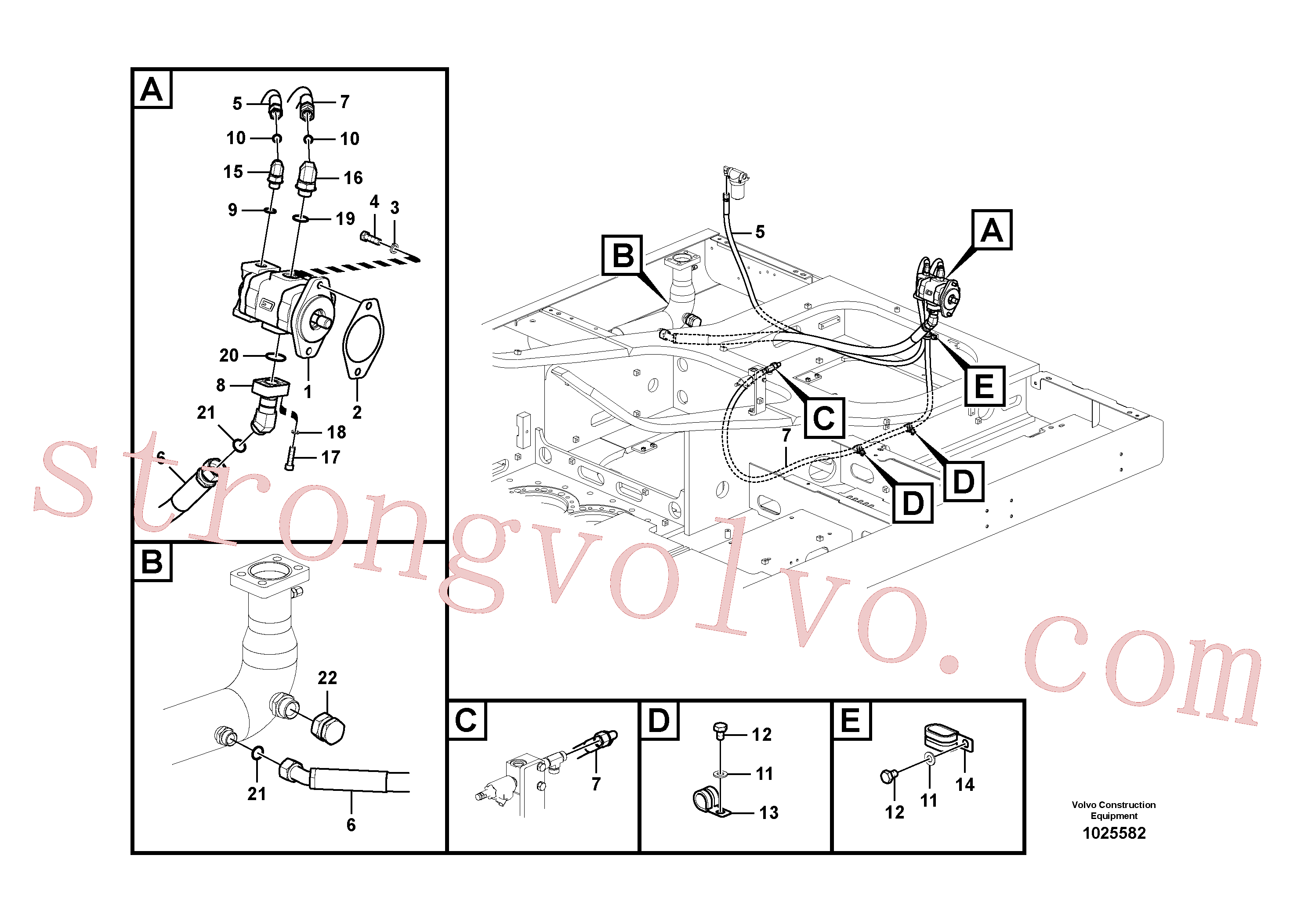 VOE14537295 Volvo Hidráulica de serviço, inclinação e rotor na estrutura superior(1025582 Montagem)
