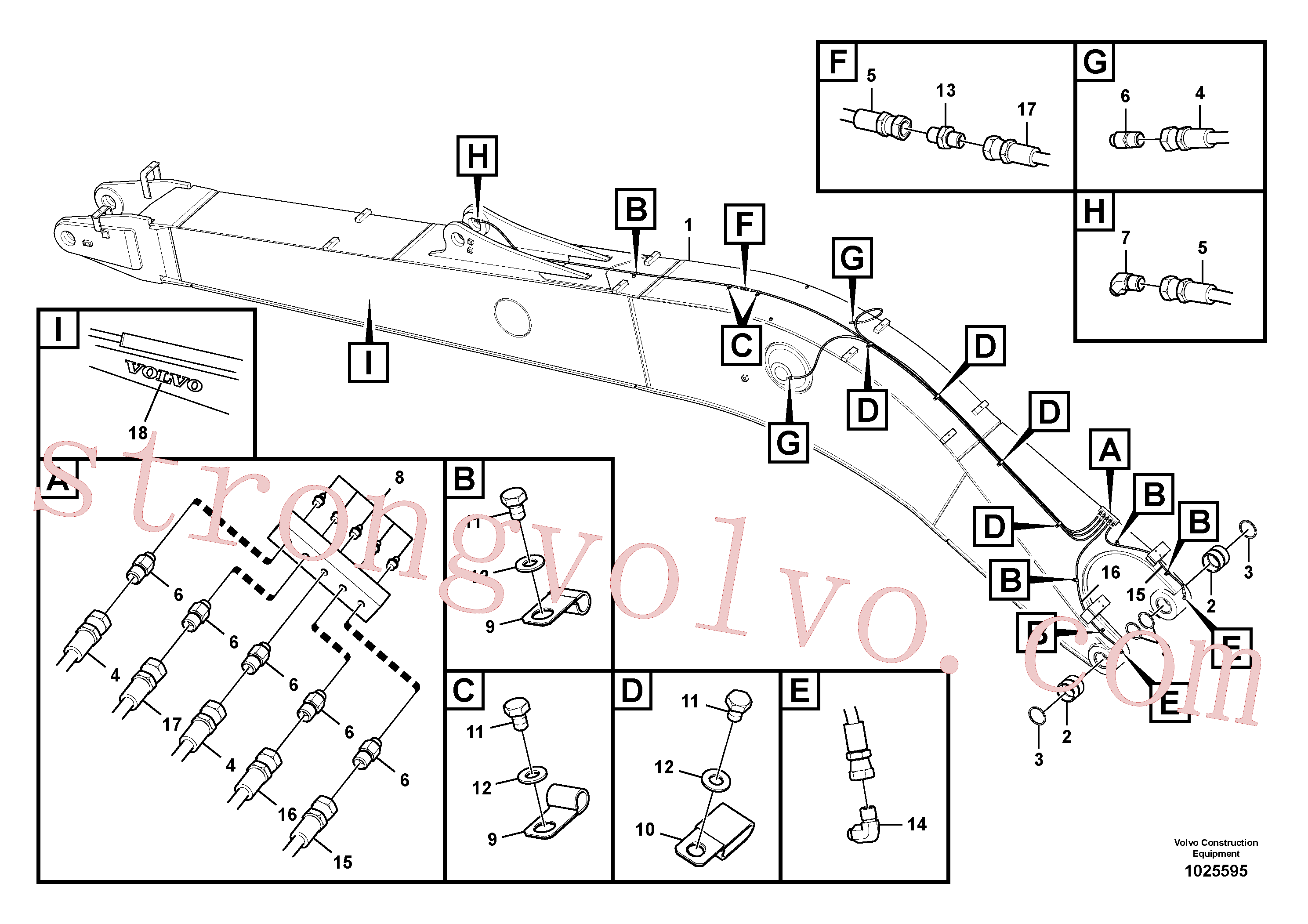 Atacado VOE14562877 Excavator boom Volvo escavadeira