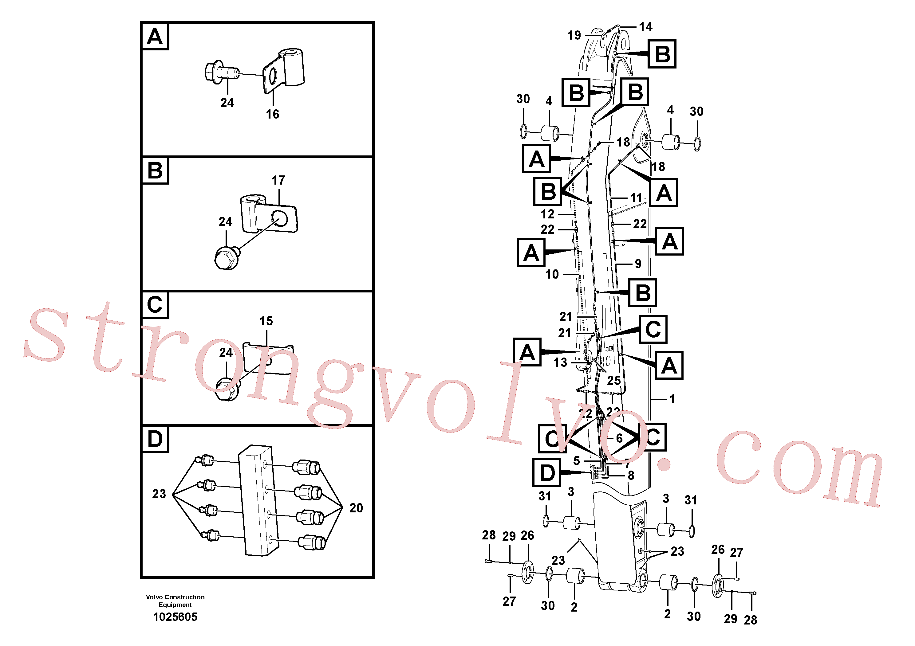VOE14532787 Volvo Tubagem de massa e do braço de afundamento com sede da tubagem, longo alcance(1025605 Montagem)