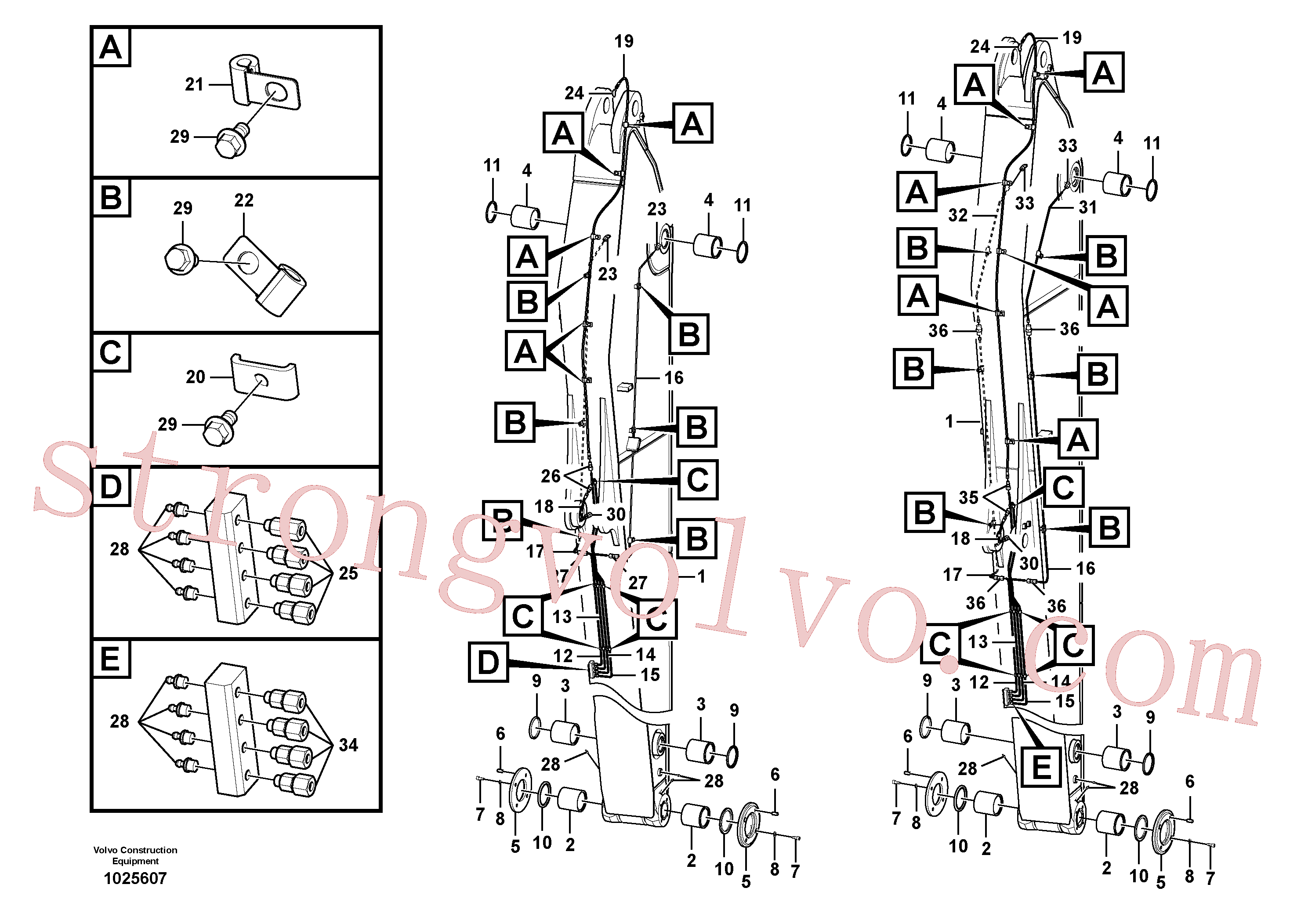 VOE14548798 Volvo Tubagem de massa e do braço de afundamento com sede da tubagem, longo alcance(1025607 Montagem)