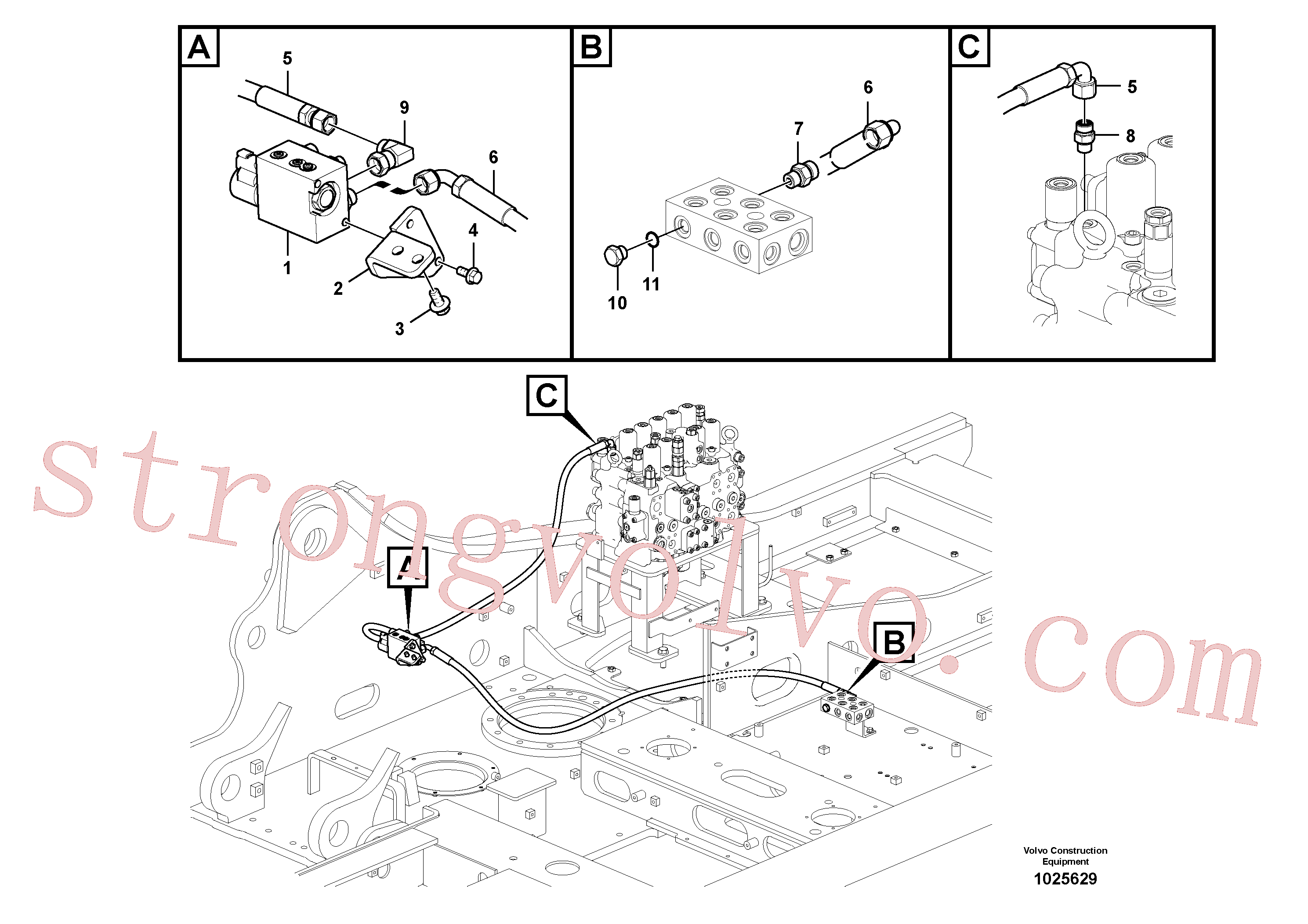 SA9403-03633 Volvo Hidráulica de serviço, encaixe rápido na estrutura superior(1025629 Montagem)