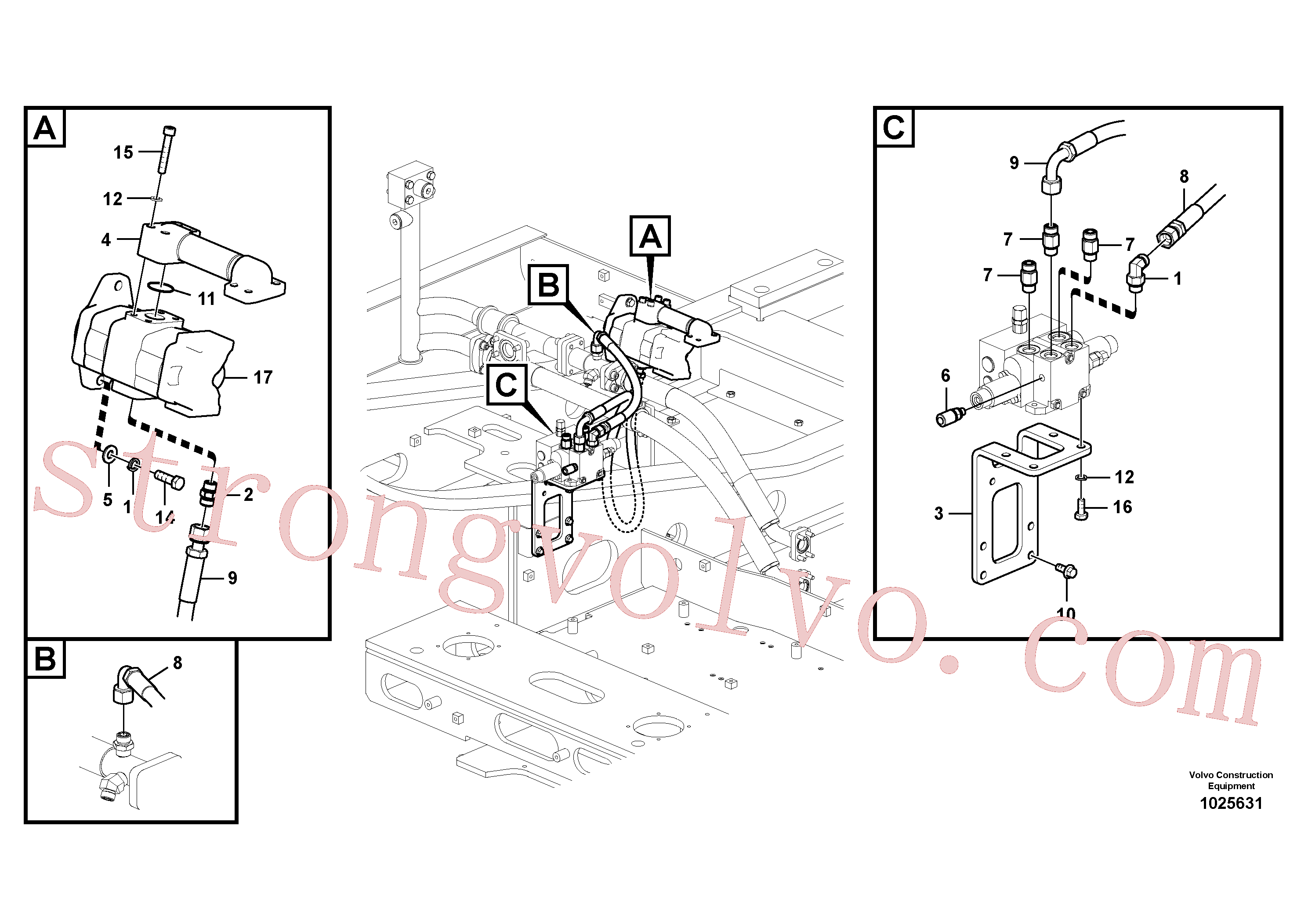VOE14535706 Volvo Hidráulica de serviço, inclinação e rotor na estrutura superior(1025631 Montagem)