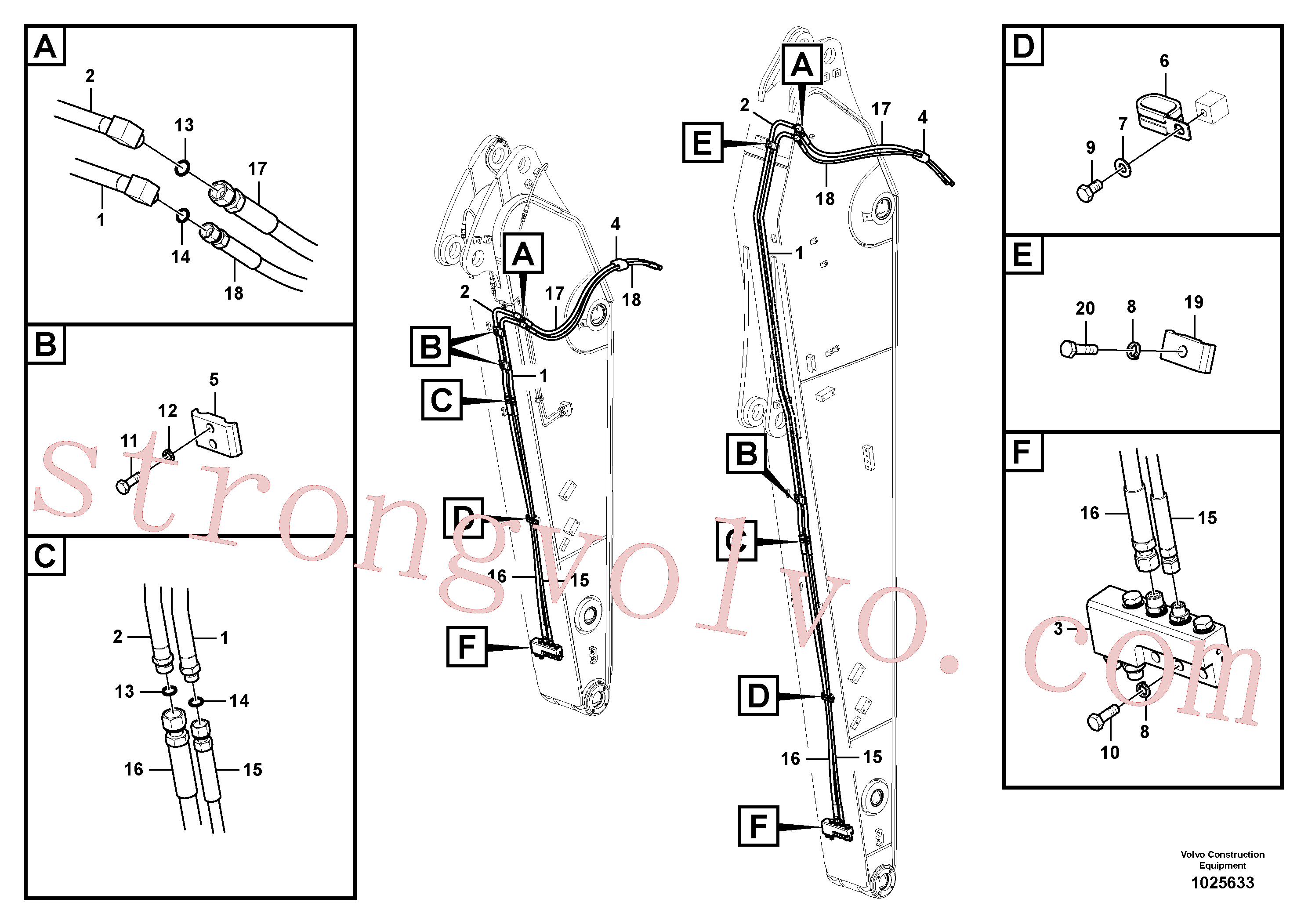 VOE936261 Volvo Hidráulica de serviço, inclinação e rotor no braço de afundamento(1025633 Montagem)