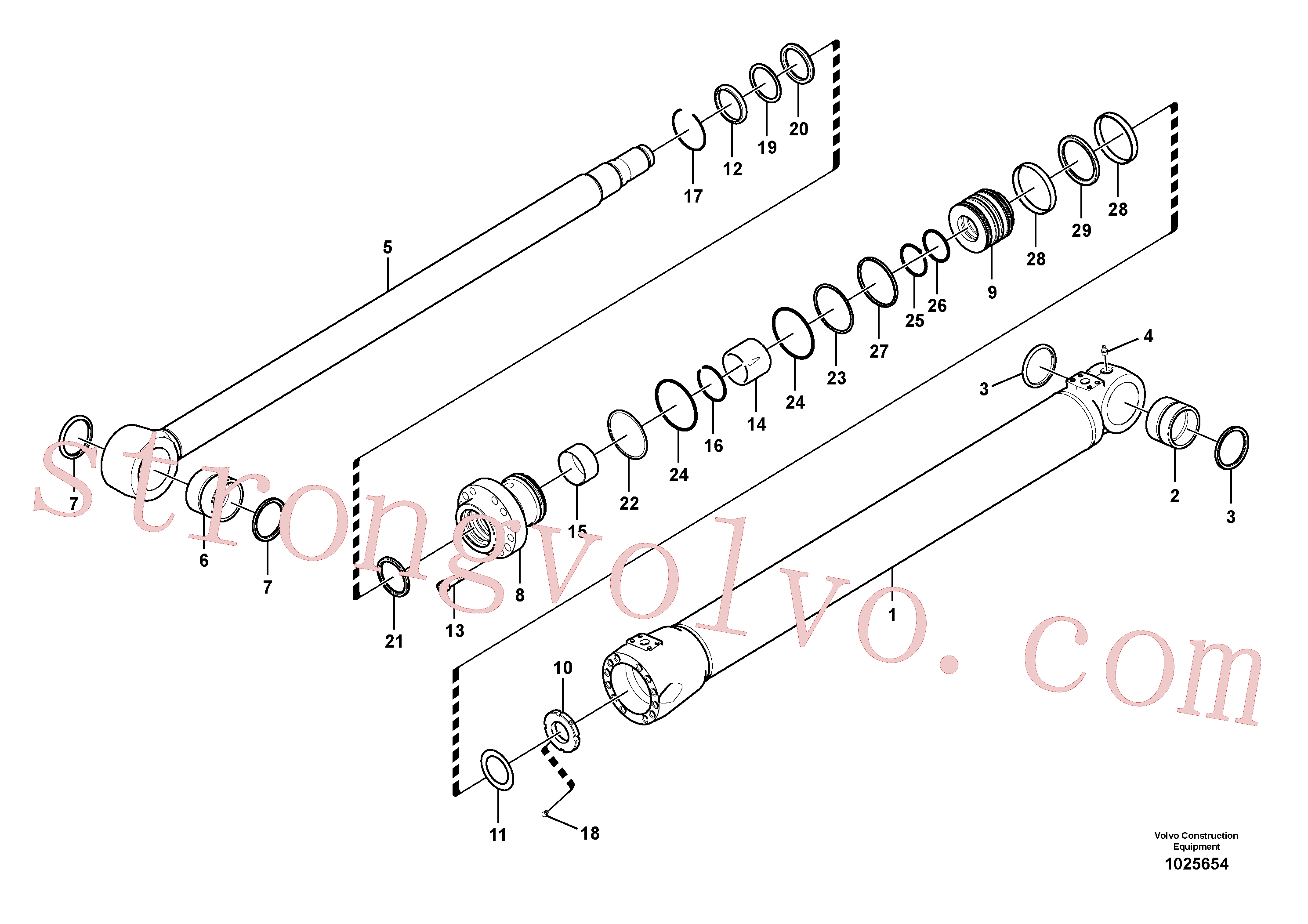 VOE14541961 Volvo Cilindro da lança(1025654 Montagem)