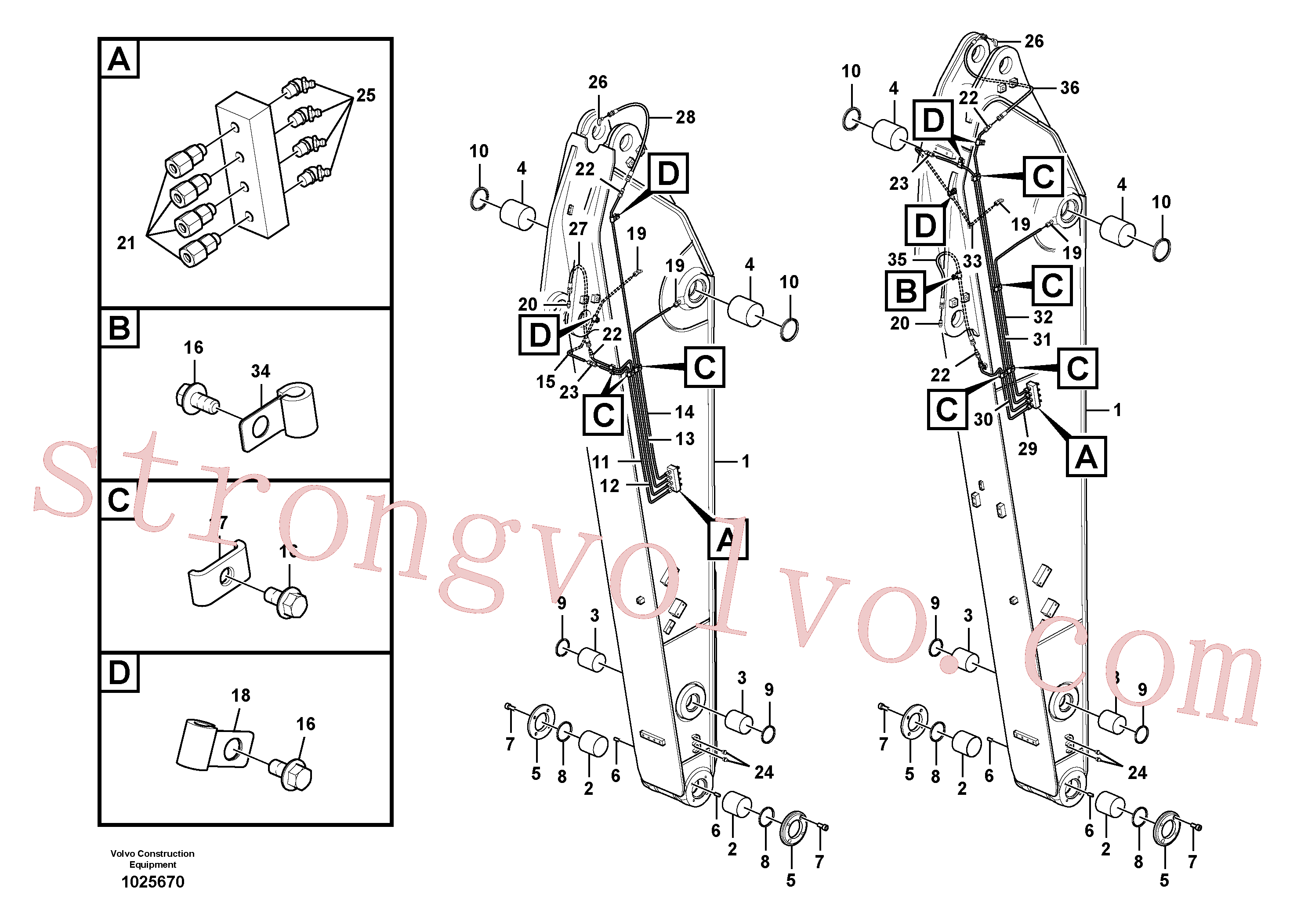 VOE14543246 Volvo Tubagem de massa e do braço de afundamento com sede da tubagem(1025670 Montagem)