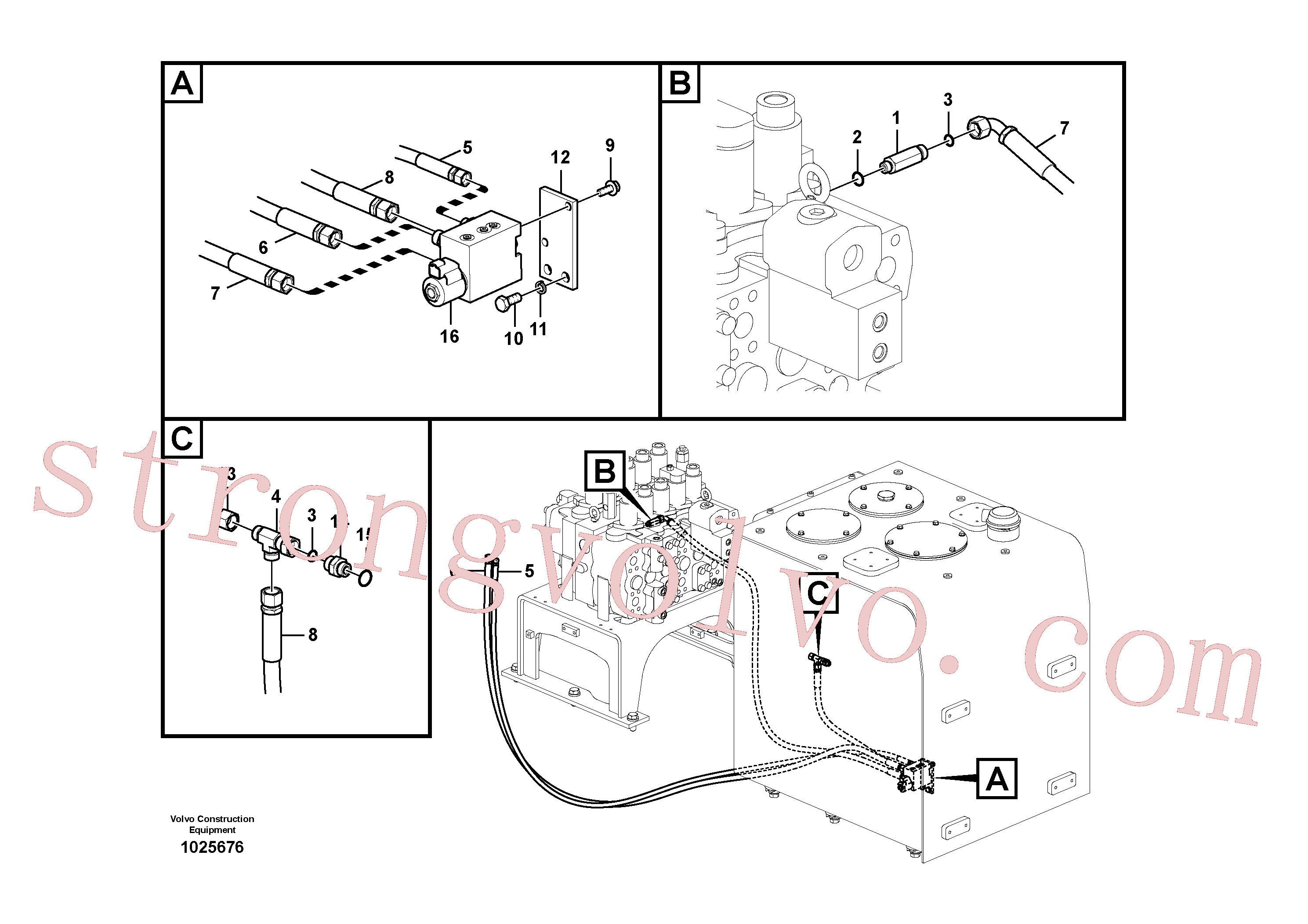 VOE14881806 Volvo Hidráulica de serviço, encaixe rápido na estrutura superior(1025676 Montagem)