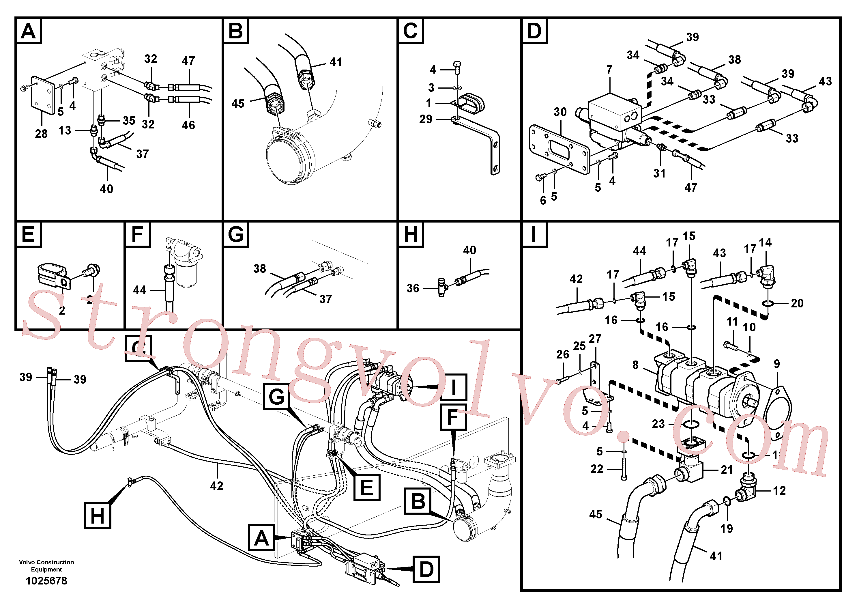 VOE14550912 Volvo Hidráulica de serviço, inclinação e rotor na estrutura superior(1025678 Montagem)