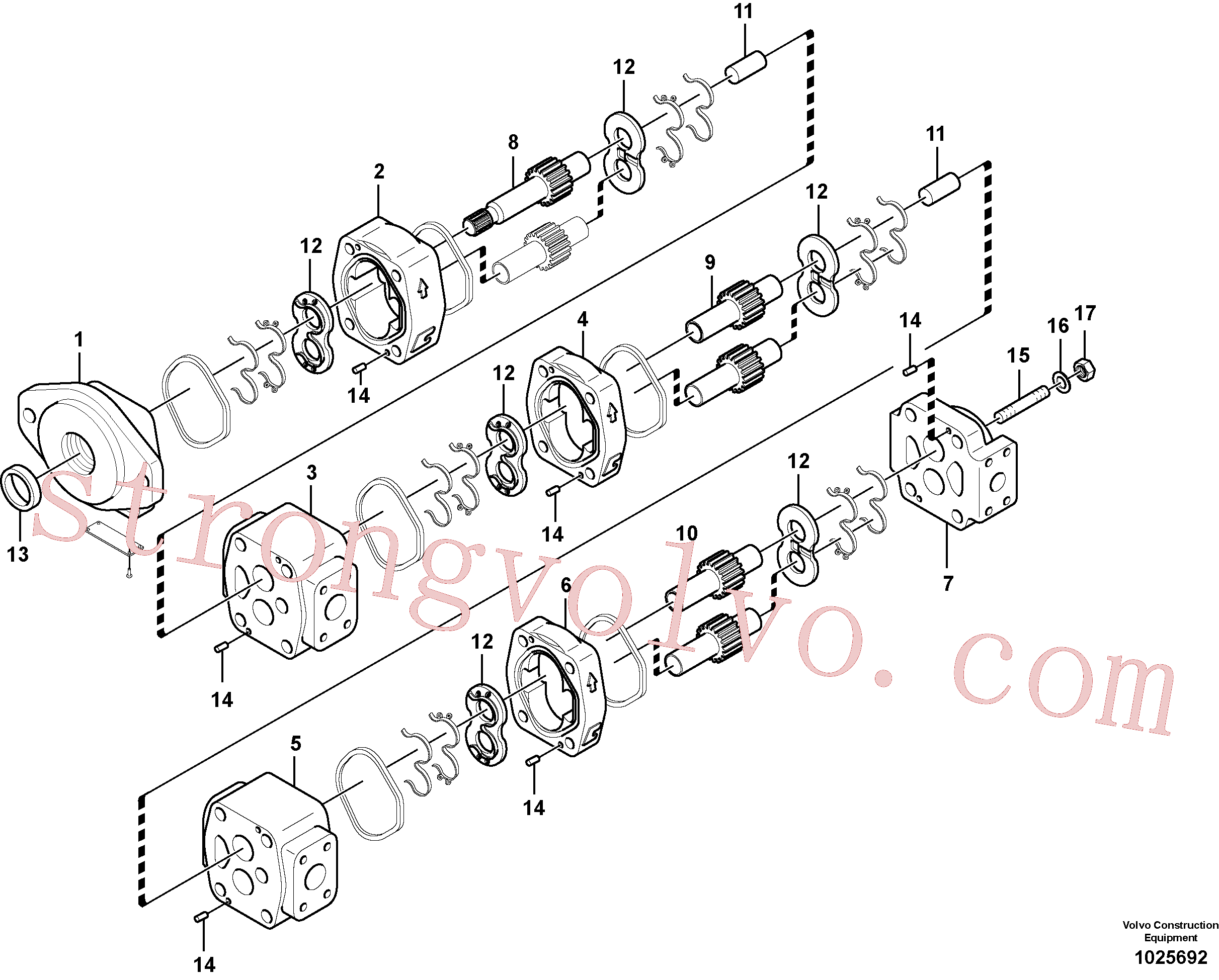 VOE14536201 Volvo Bomba de engrenagens hidráulica para montagem rápida e rotador(1025692 Montagem)