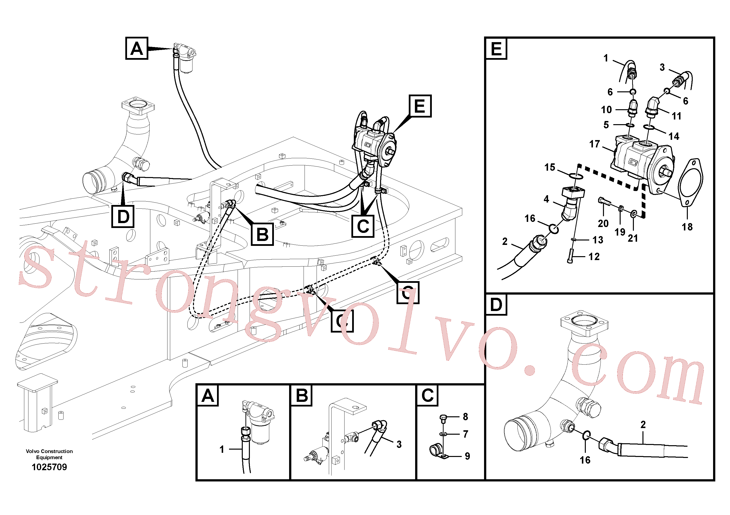 VOE14530502 Volvo Hidráulica de serviço, inclinação e rotor na estrutura superior(1025709 Montagem)