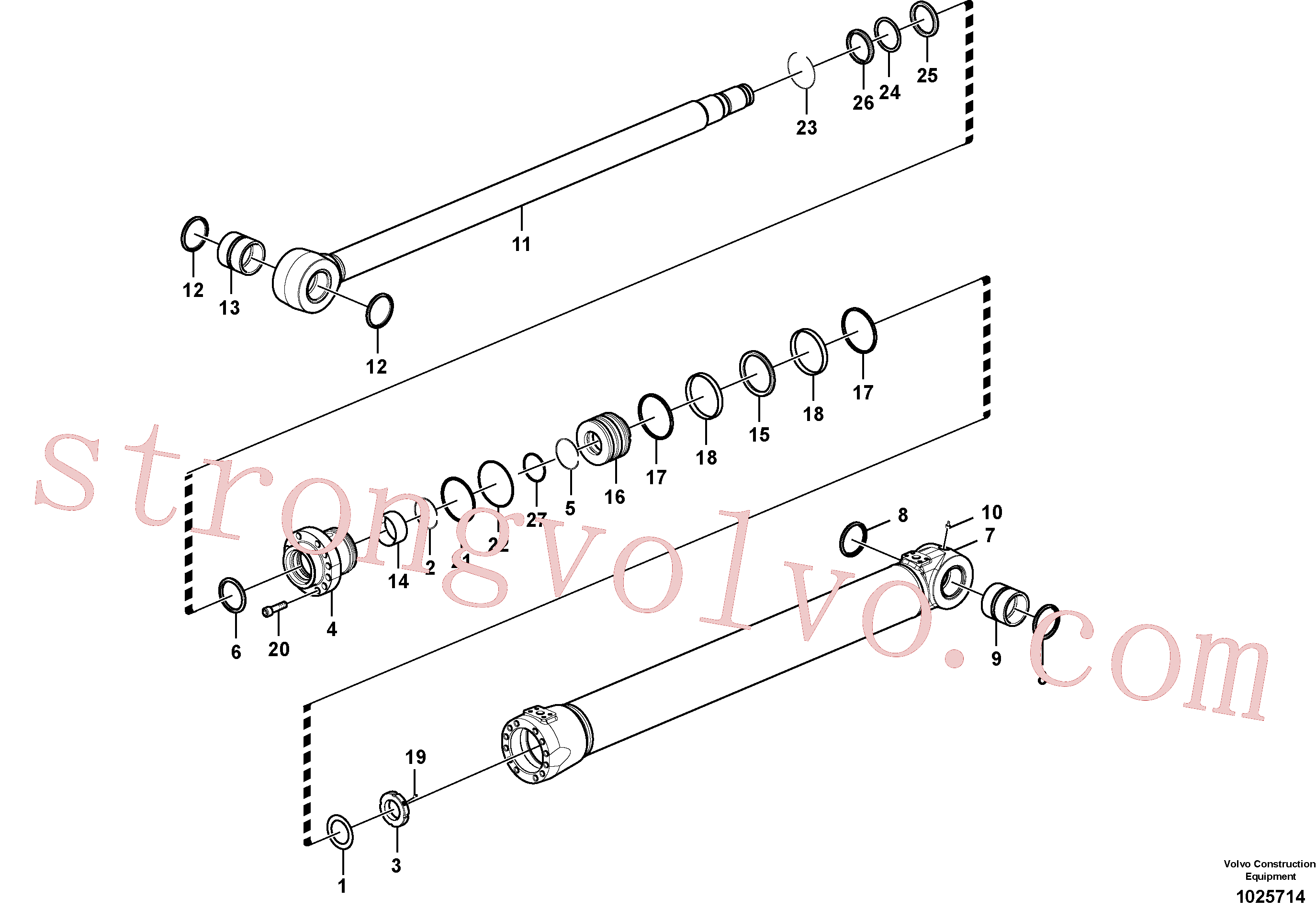VOE14512073 Volvo Cilindro da lança, 2º ajustável(1025714 Montagem)