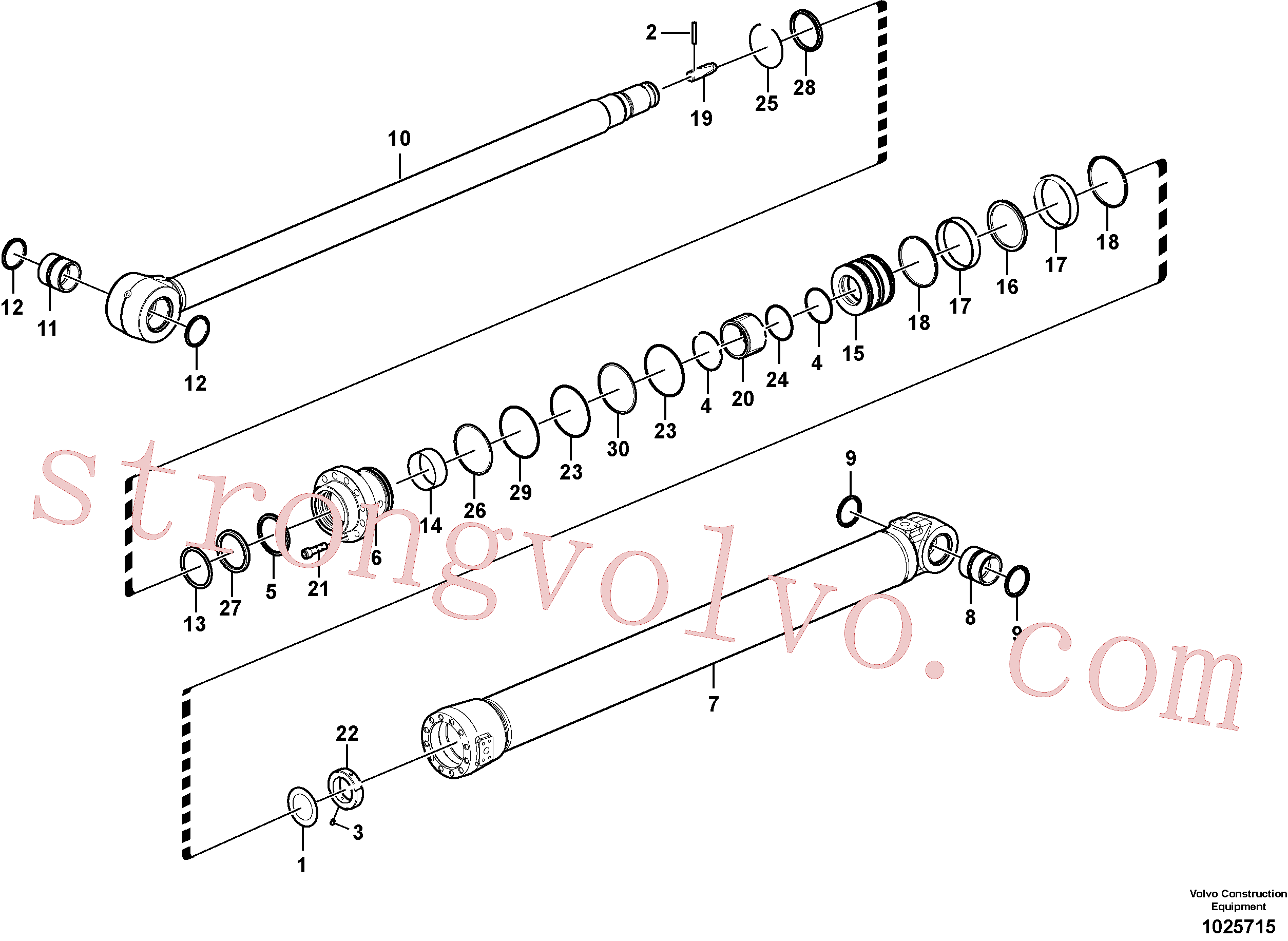 VOE14510456 Volvo Cilindro do braço de afundamento(1025715 Montagem)