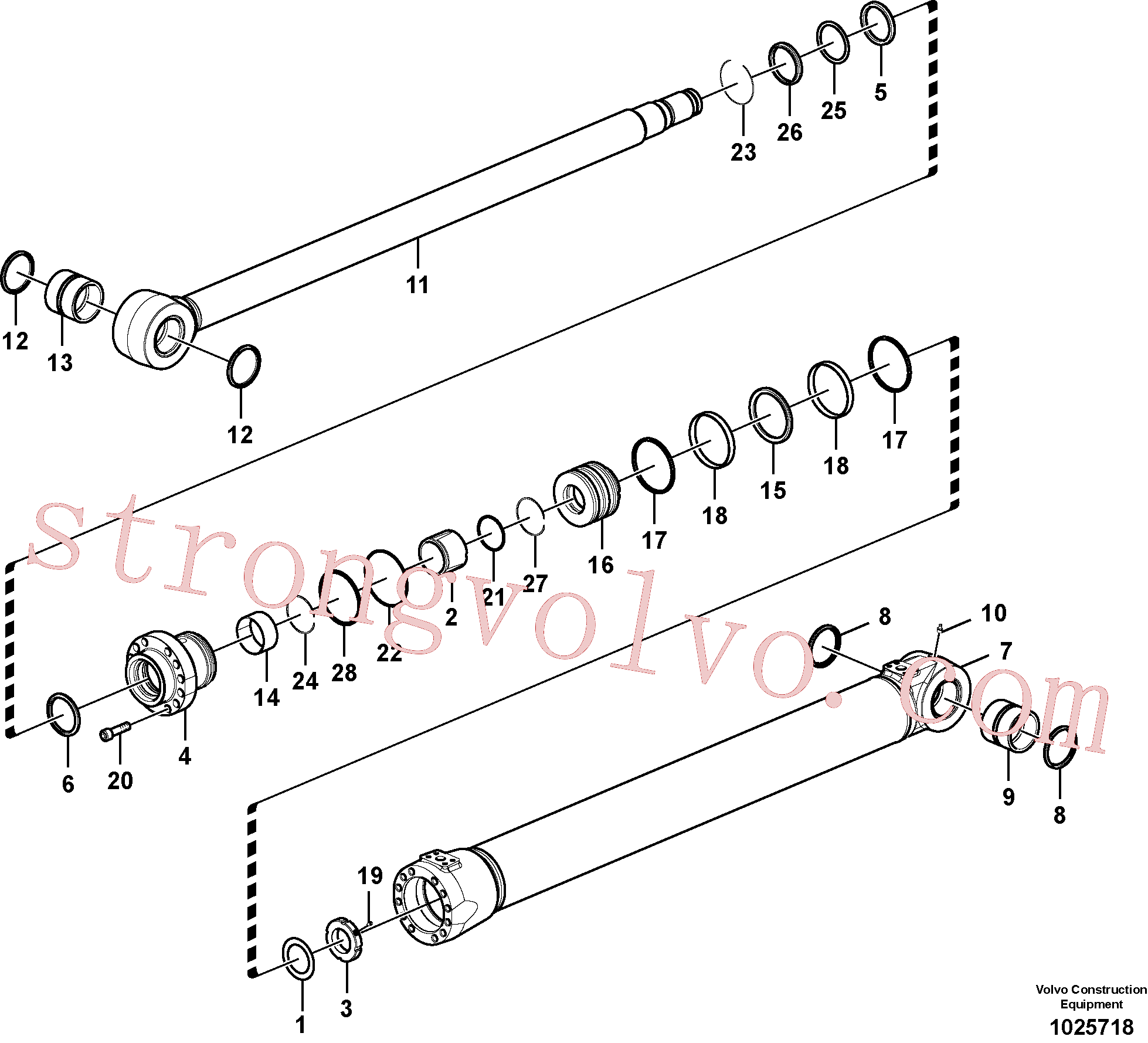 VOE14524049 Volvo Cilindro da lança(1025718 Montagem)