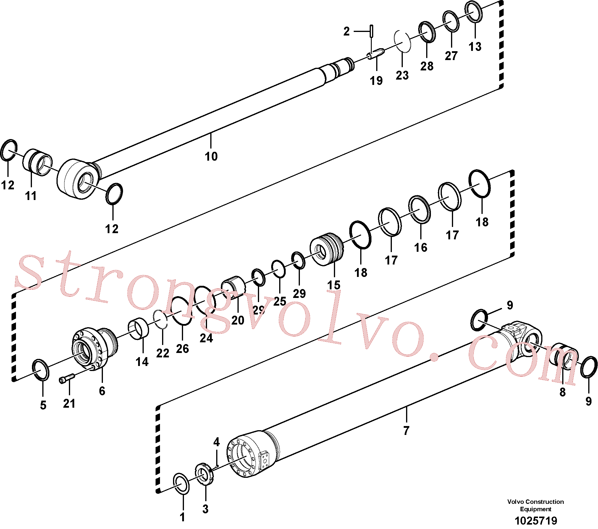 VOE14530667 Volvo Cilindro do braço de afundamento(1025719 Montagem)