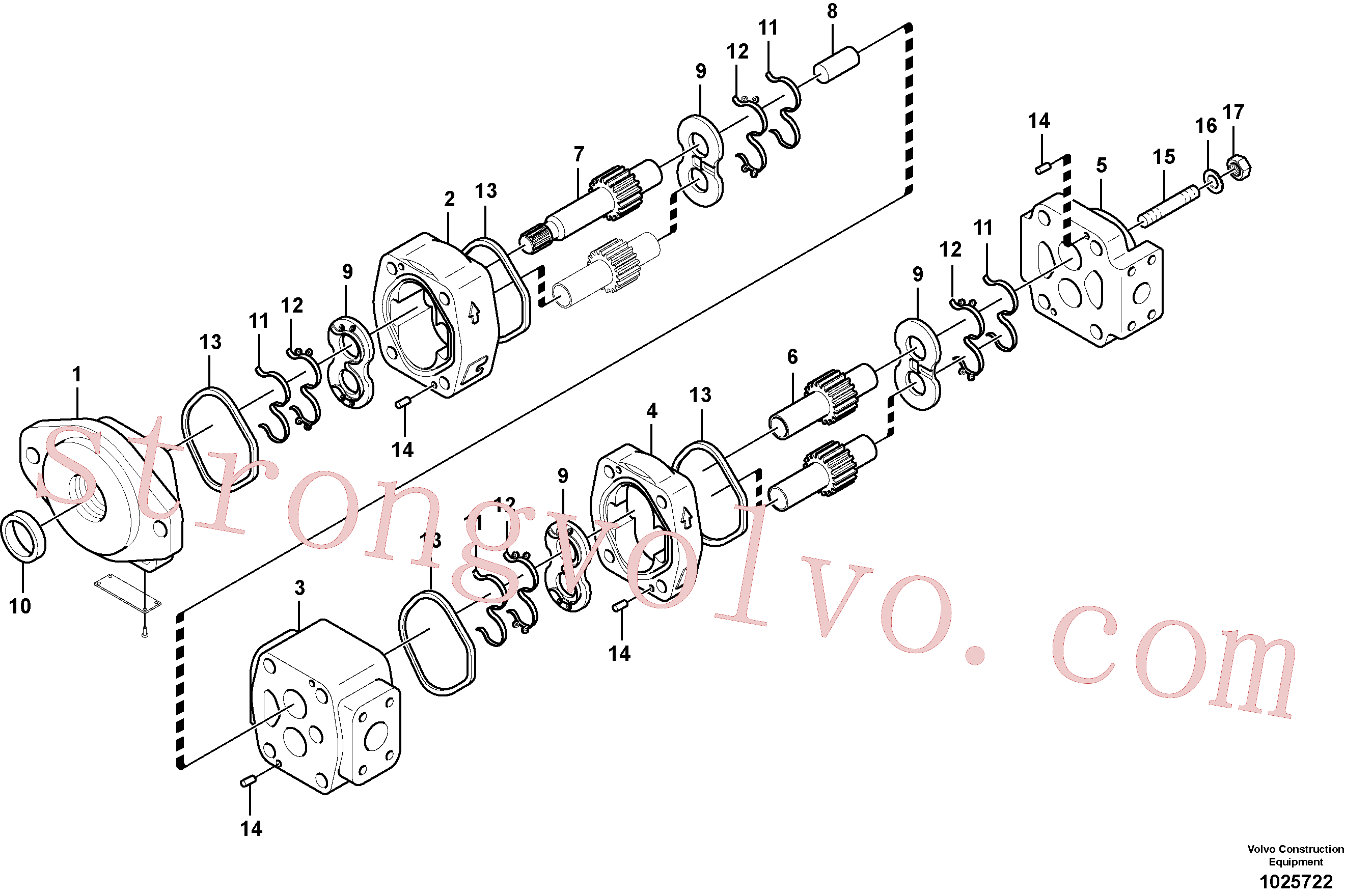 VOE14541893 Volvo Bomba da engrenagem hidráulica, Bomba de engrenagens hidráulica para montagem rápida e rotador(1025722 Montagem)
