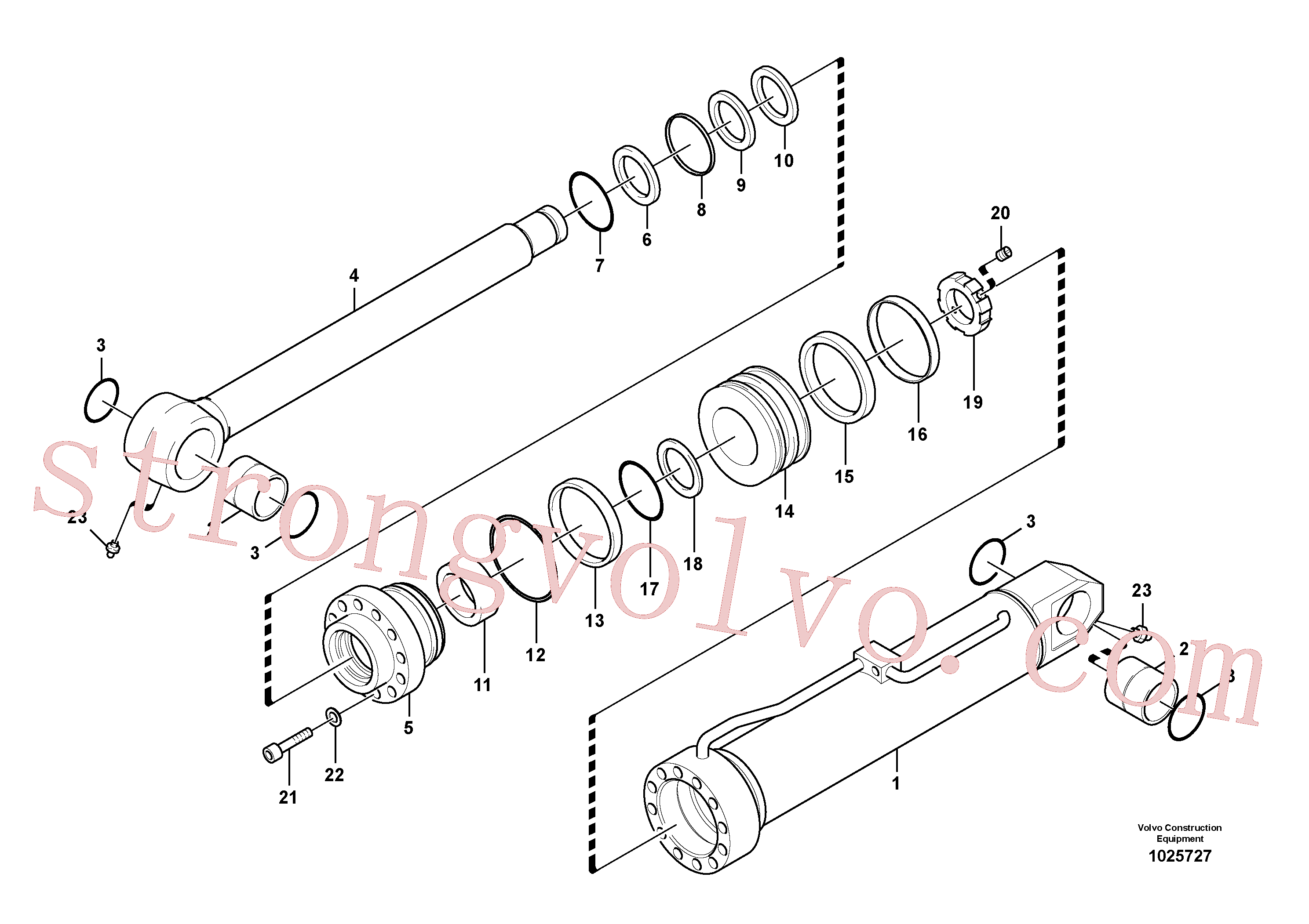 SA9023-11005 Volvo Cilindro hidráulico, remoção de contrapeso.(1025727 Montagem)