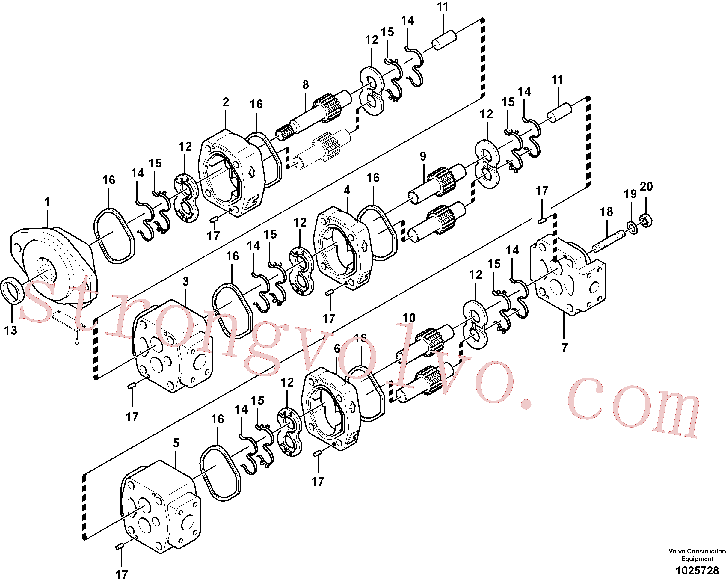 VOE14551505 Volvo Bomba da engrenagem hidráulica(1025728 Montagem)