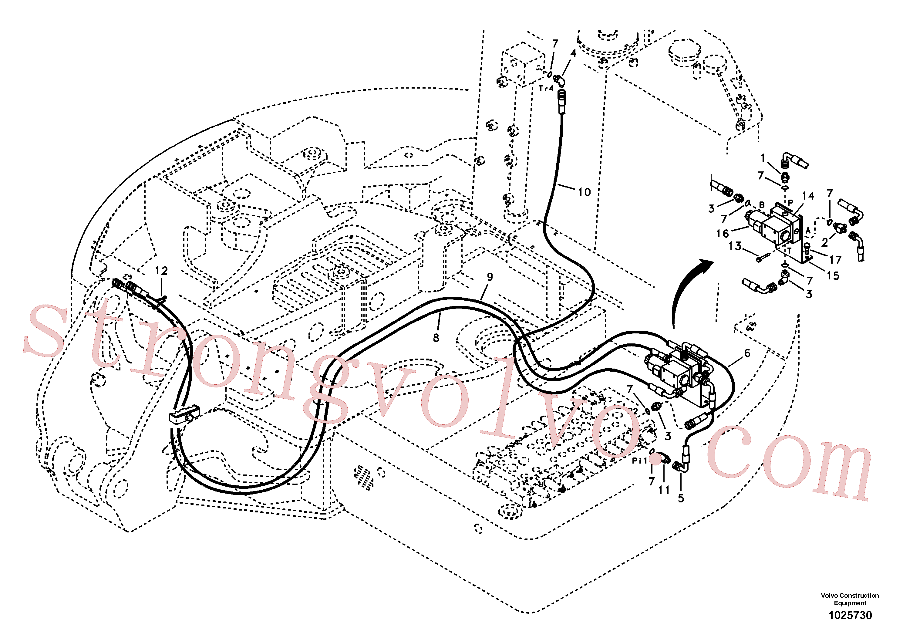SA9453-02605 Volvo Hidráulica de serviço, encaixe rápido na estrutura superior(1025730 Montagem)