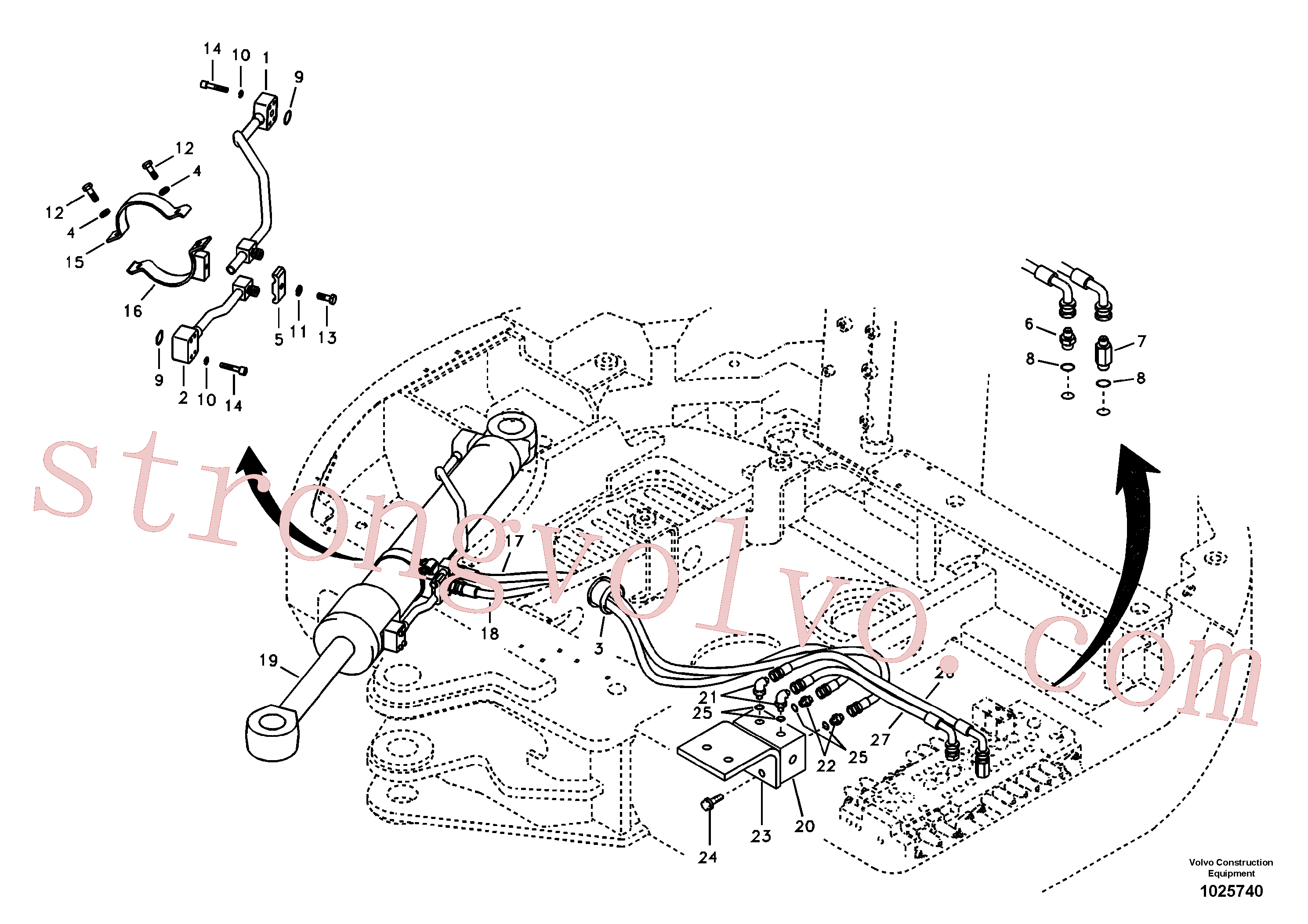 VOE14559302 Volvo Sistema hidráulico, válvula de comando da lança e articulação(1025740 Montagem)