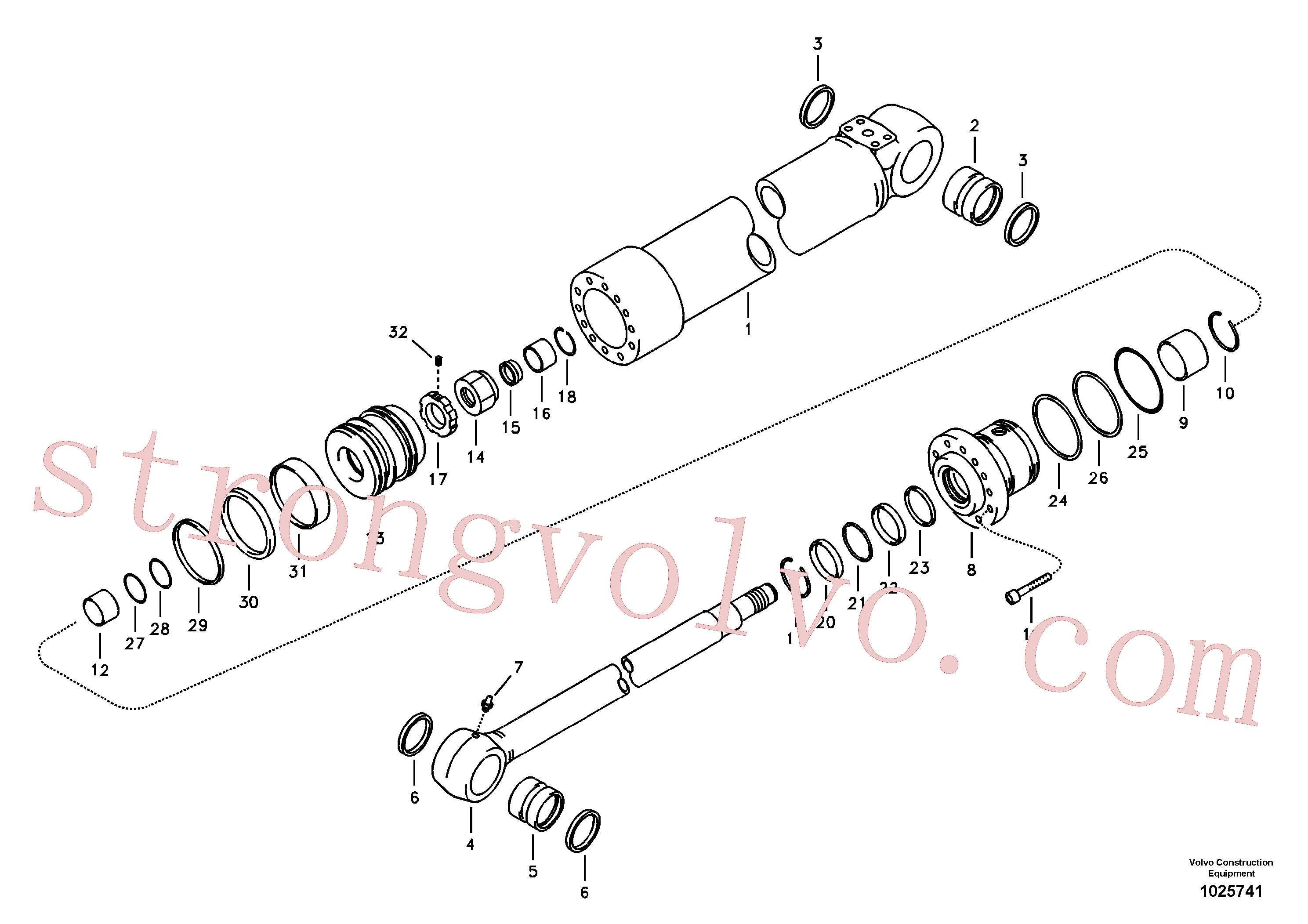 VOE14521344 Volvo Cilindro de rotação da lança(1025741 Montagem)