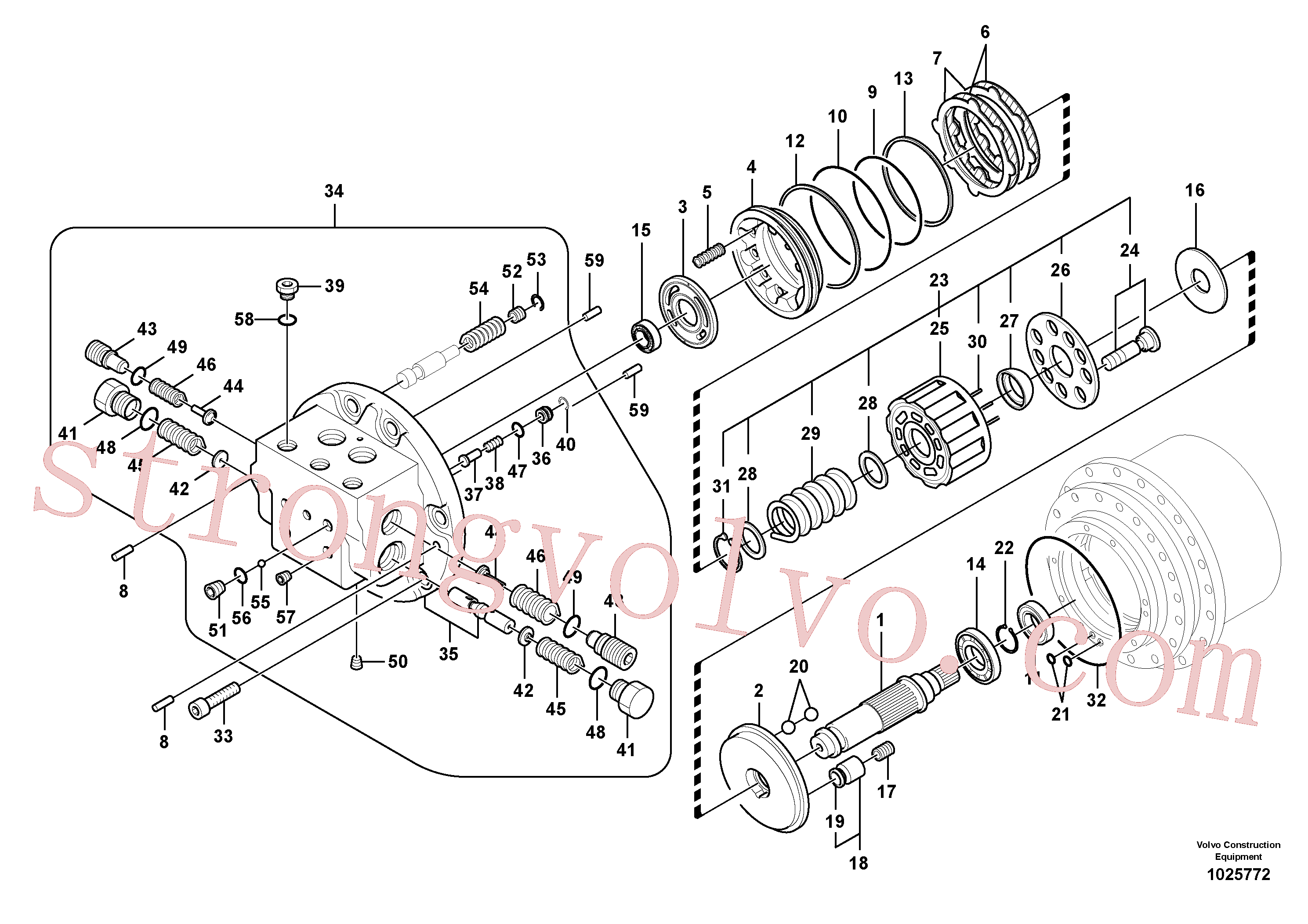 VOE14505039 Volvo Motor de deslocação(1025772 Montagem)