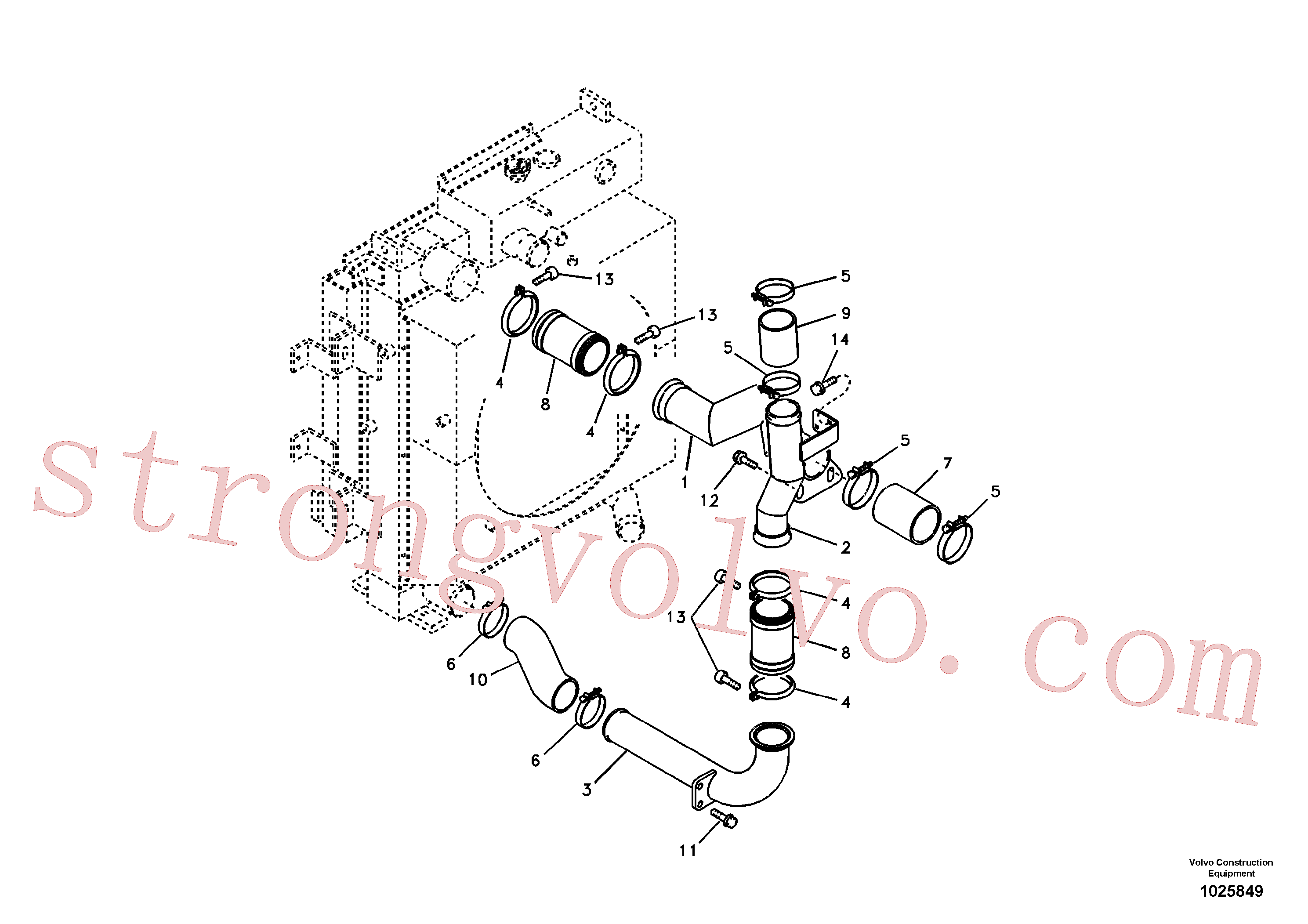 SA9313-10263 Volvo Arrefecedor de ar comprimido, tubagem(1025849 Montagem)