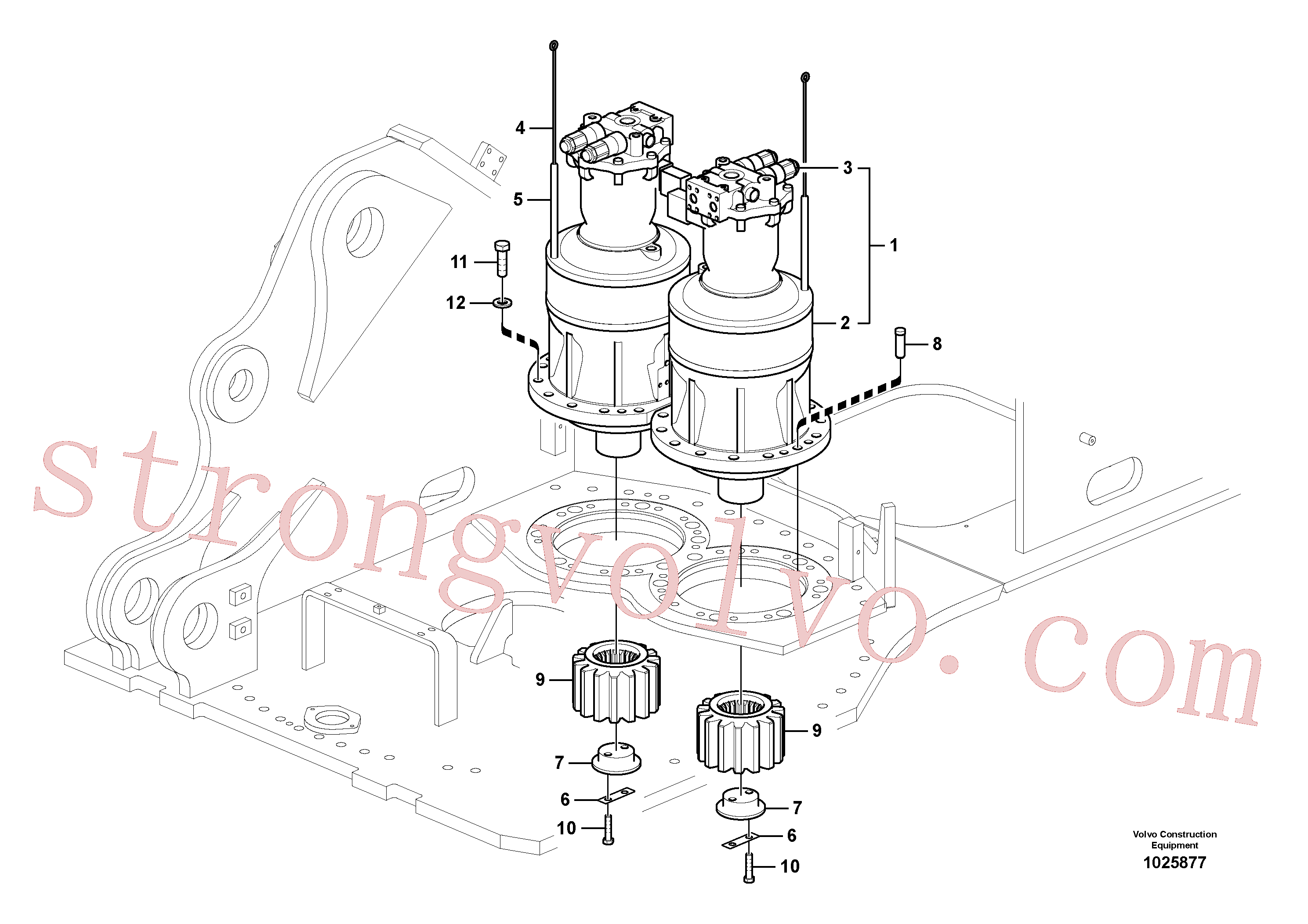 VOE14631507 Volvo Motor de rotação com peças de montagem(1025877 Montagem)