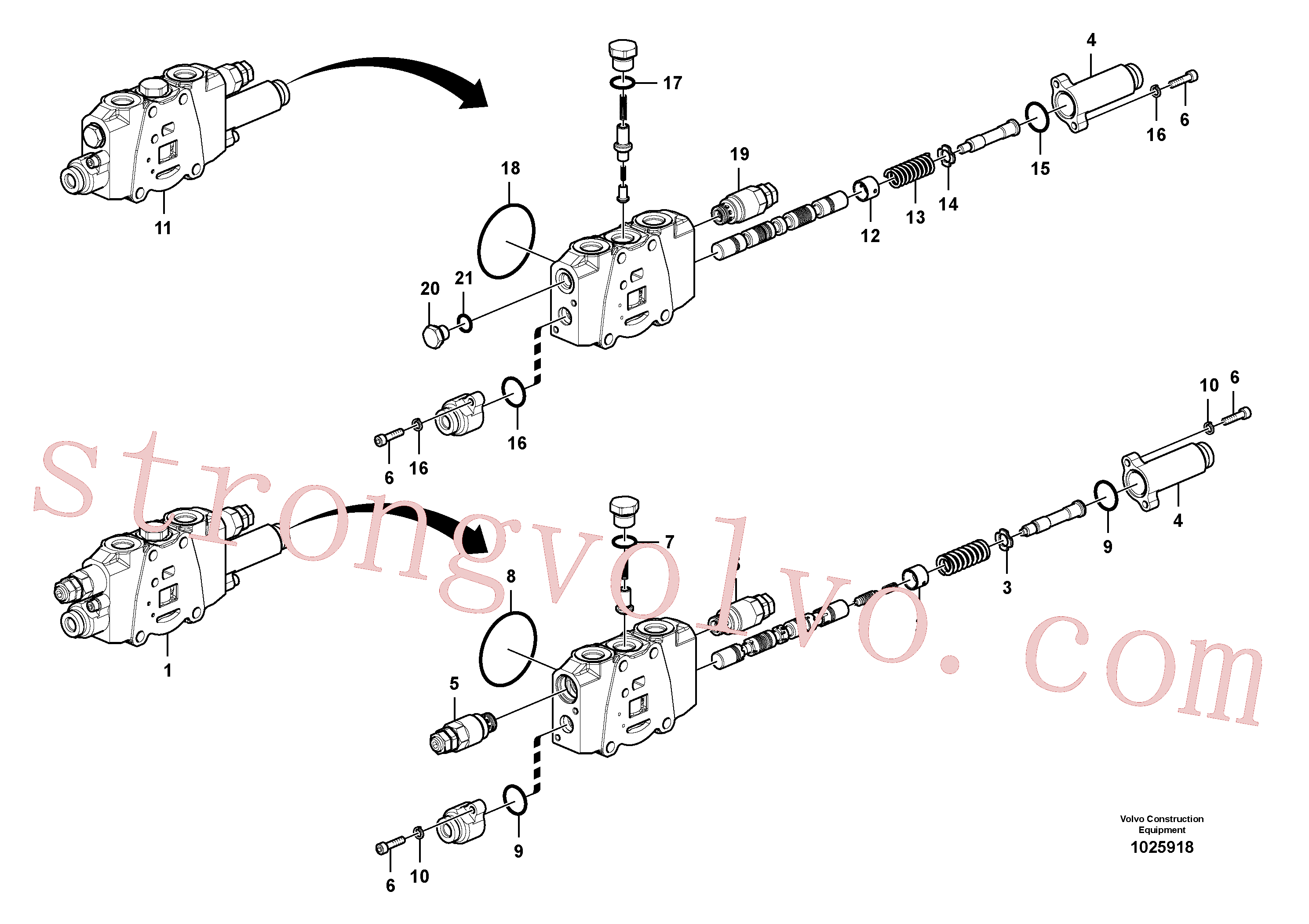 VOE14587104 Volvo Válvula mestra de comando(1025918 Montagem)