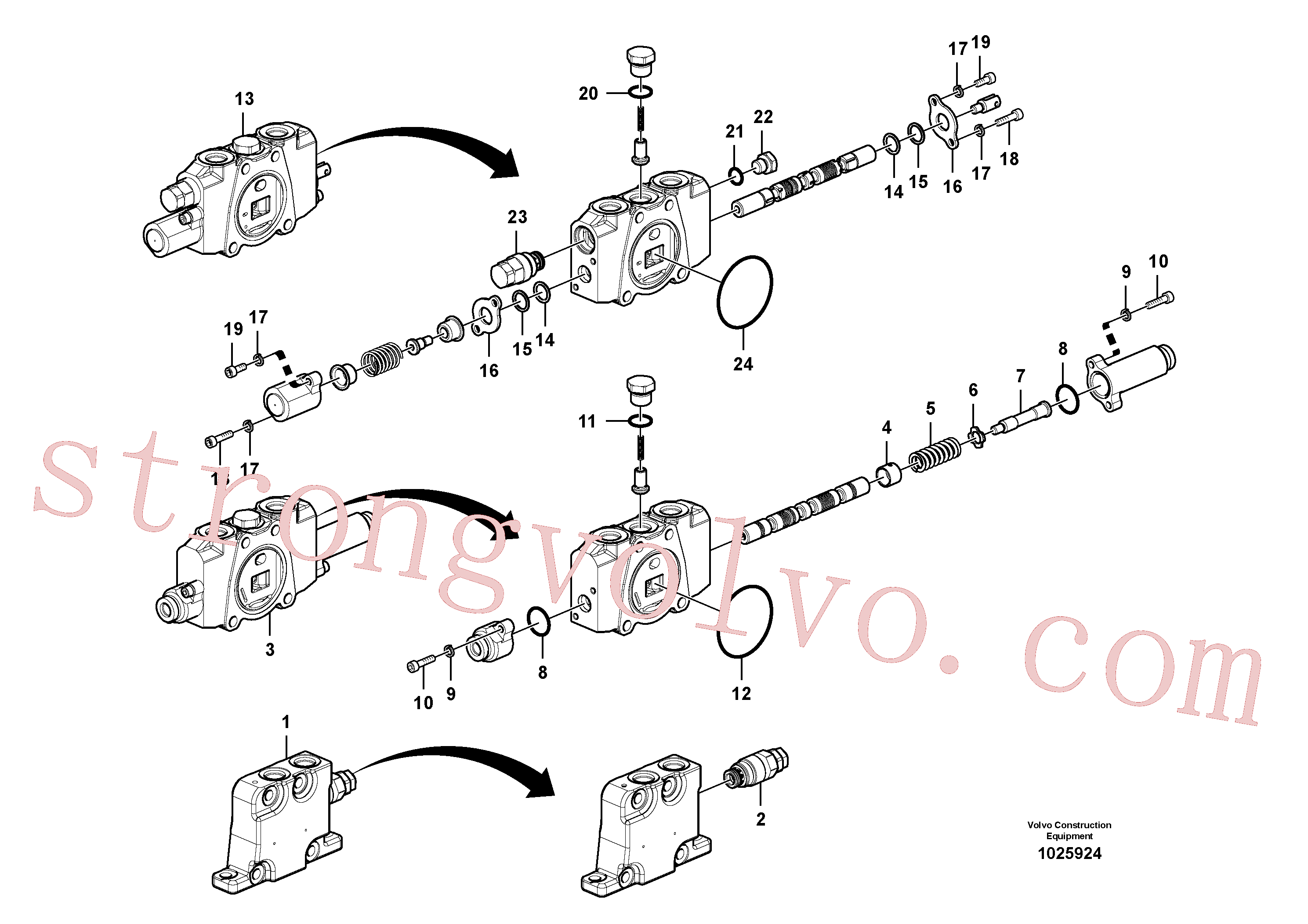 VOE14552991 Volvo Válvula mestra de comando(1025924 Montagem)