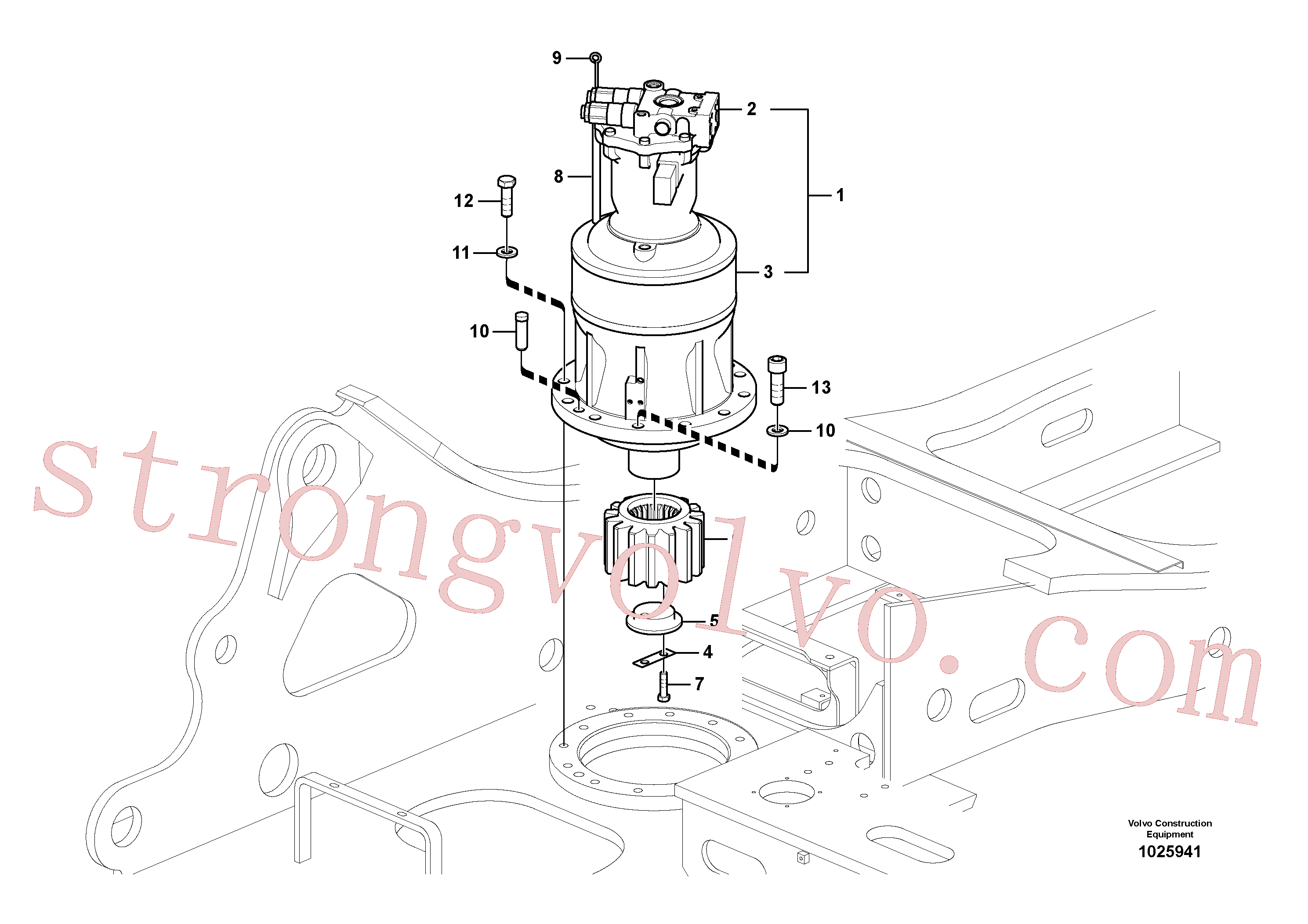 VOE984365 Volvo Motor de rotação com peças de montagem(1025941 Montagem)