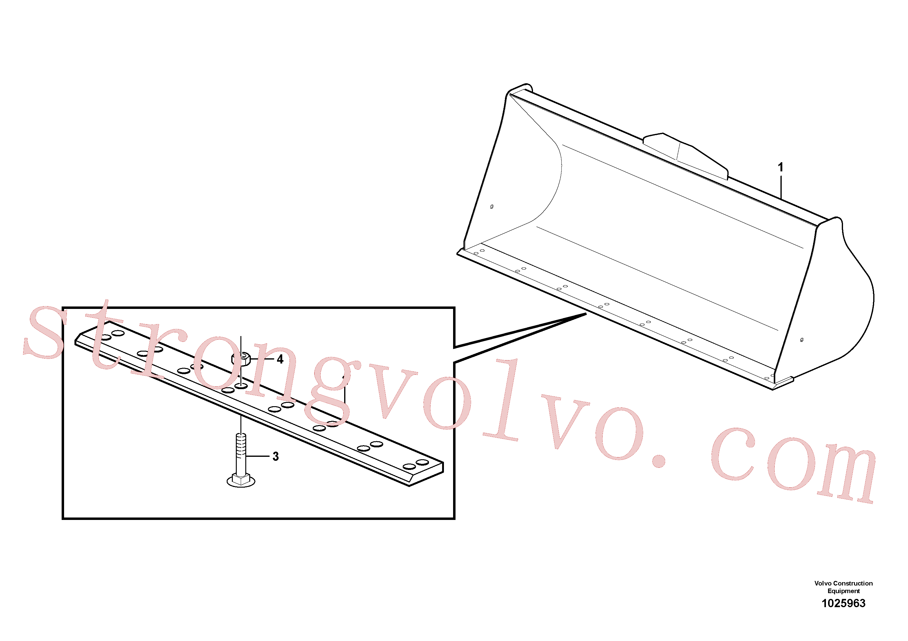 VOE11887529 Volvo Balde, face recta sem dentes(1025963 Montagem)
