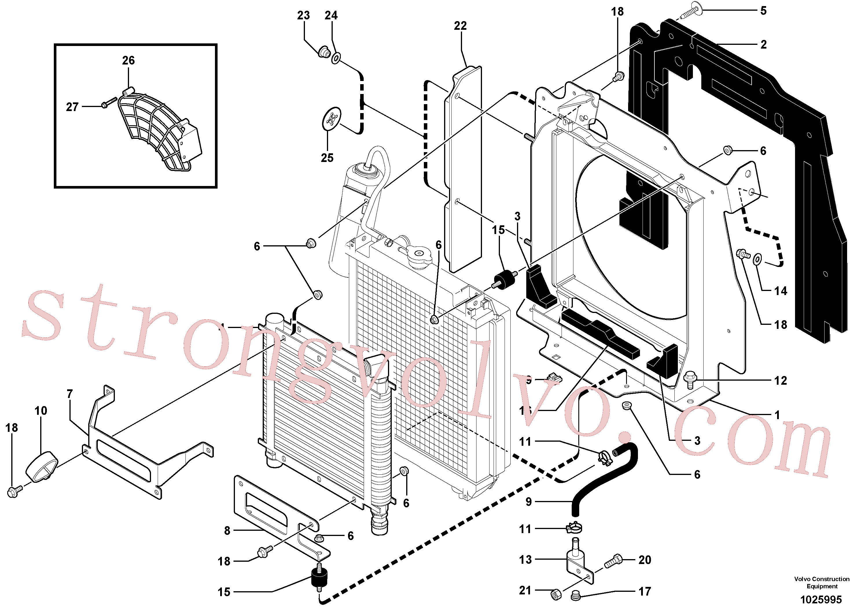 VOE11802303 Volvo Instalação do radiador(1025995 Montagem)